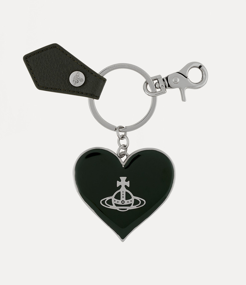 GRAIN LEATHER MIRROR HEART ORB KEYRING 1