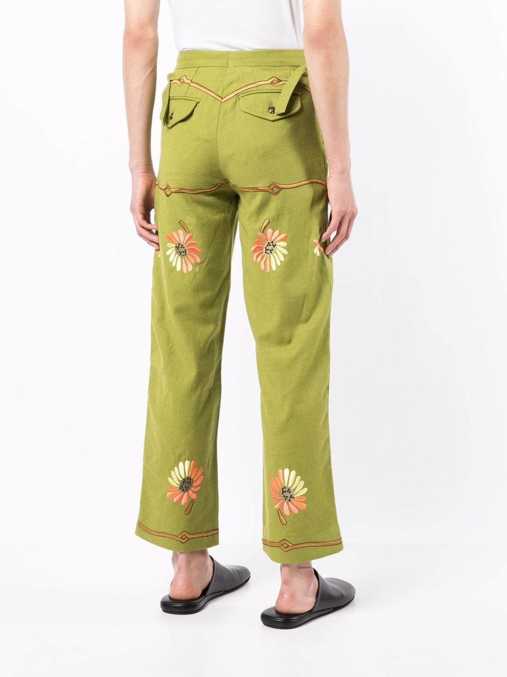 Victorian floral-embroidered trousers - 4