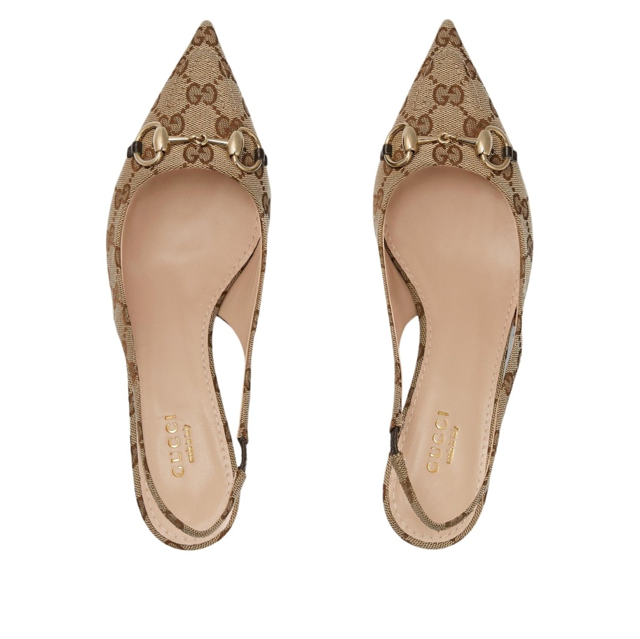 (WMNS) Gucci Horsebit Slingback Heels 'Beige Canvas' 782627-2HK80-9763 - 3