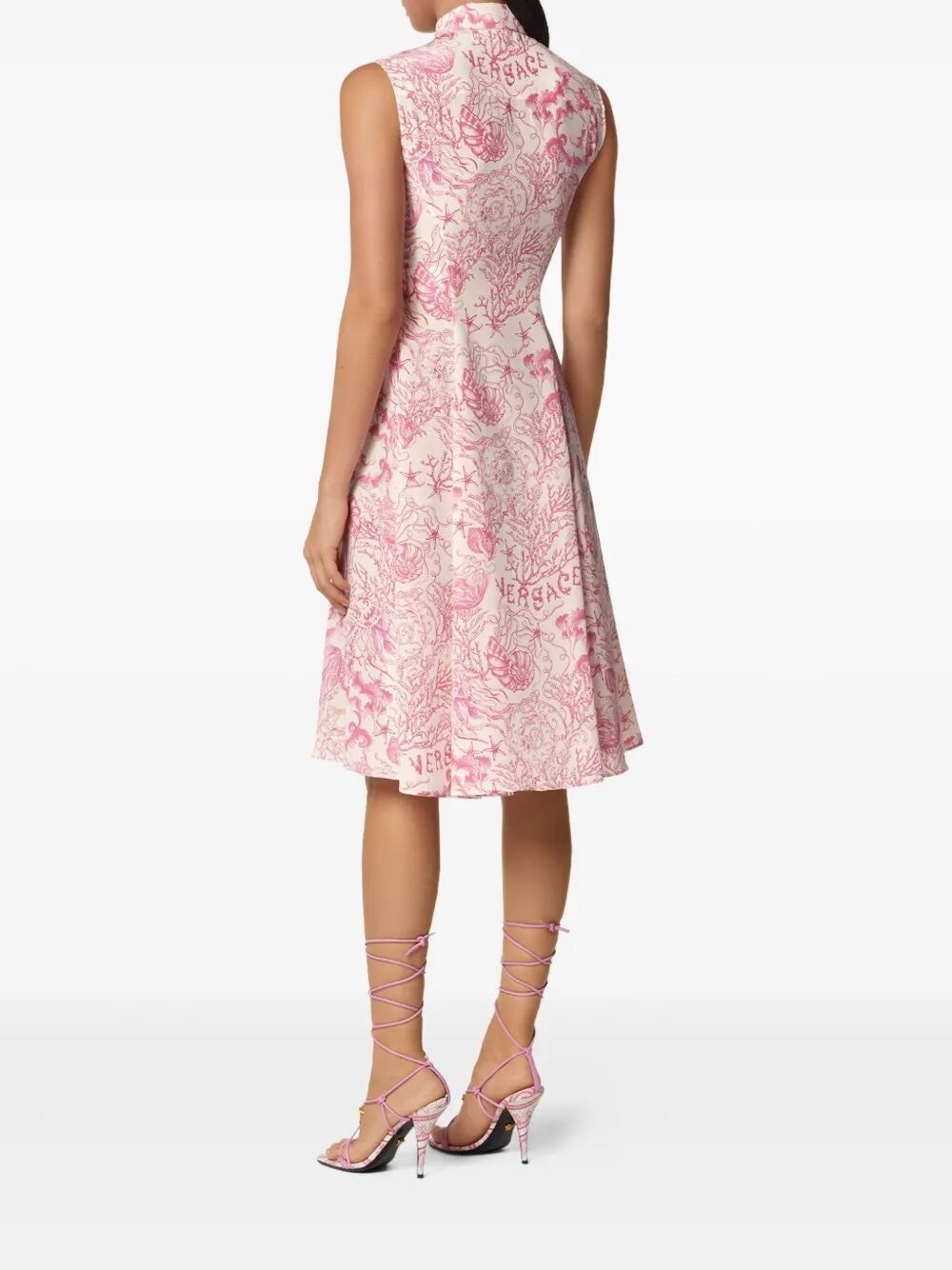Dress Crepe De Chine Print `Underwater Barocco Bicolour Allover` - 4