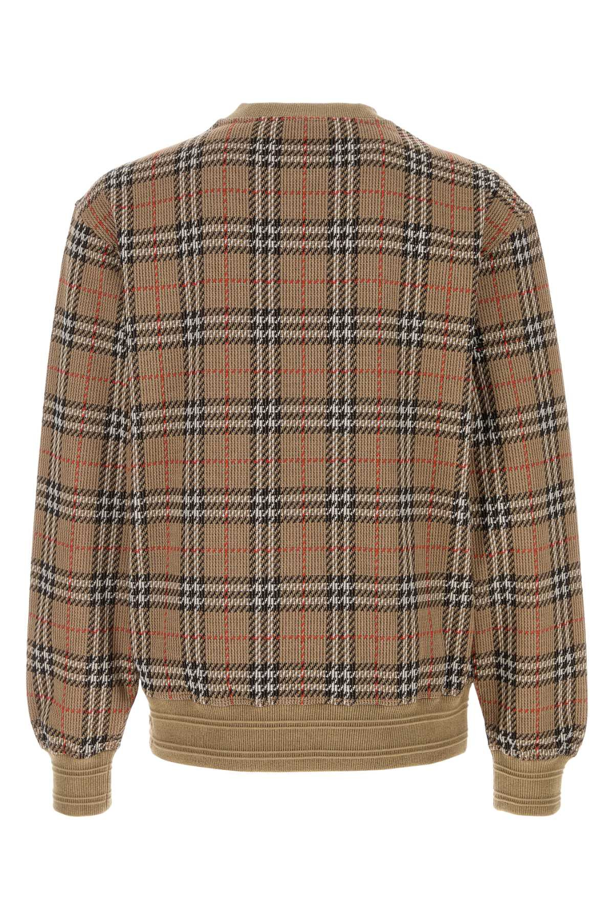 Burberry Men Embroidered Stretch Cotton Blend Sweater - 2