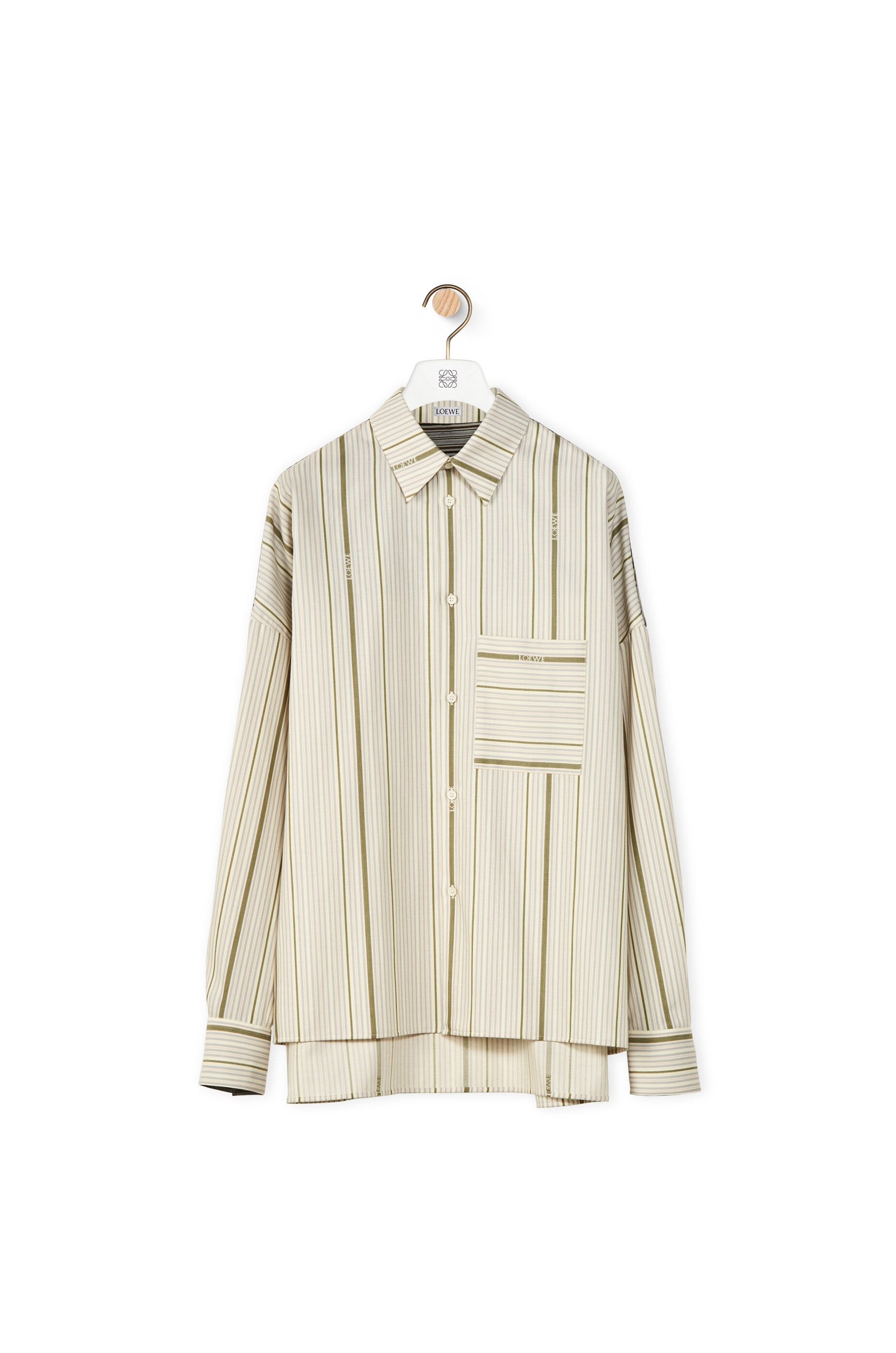 Jacquard stripe shirt in wool and cotton - 1