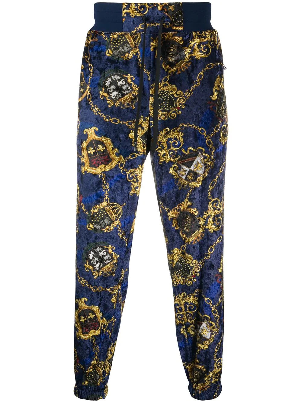 baroque-print velour track pants - 1