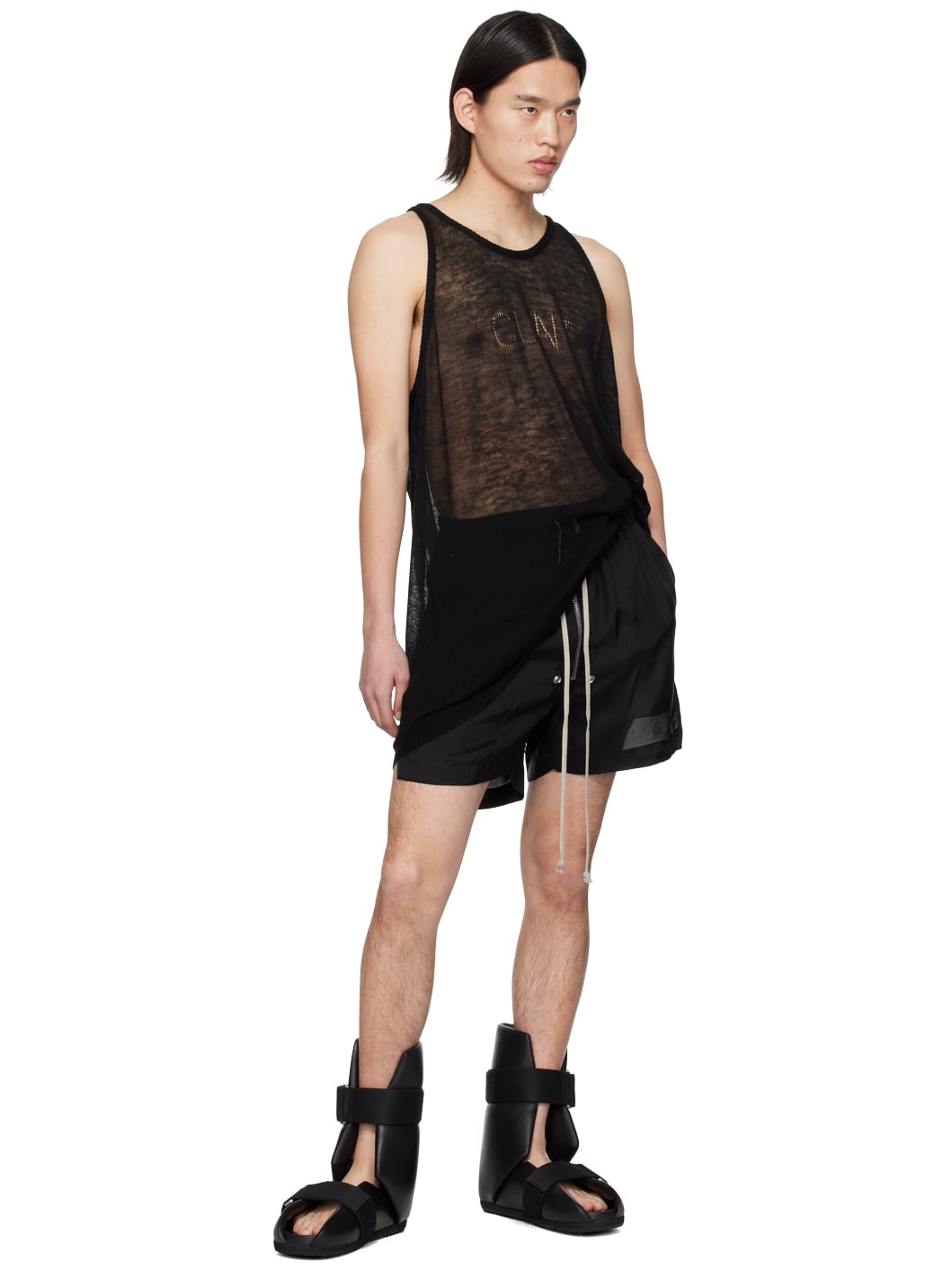 Black Low Splint Sandals - 5