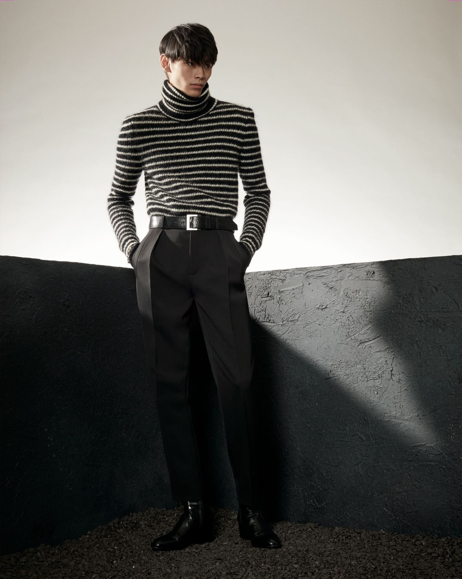 striped turtleneck sweater in mohair - 2