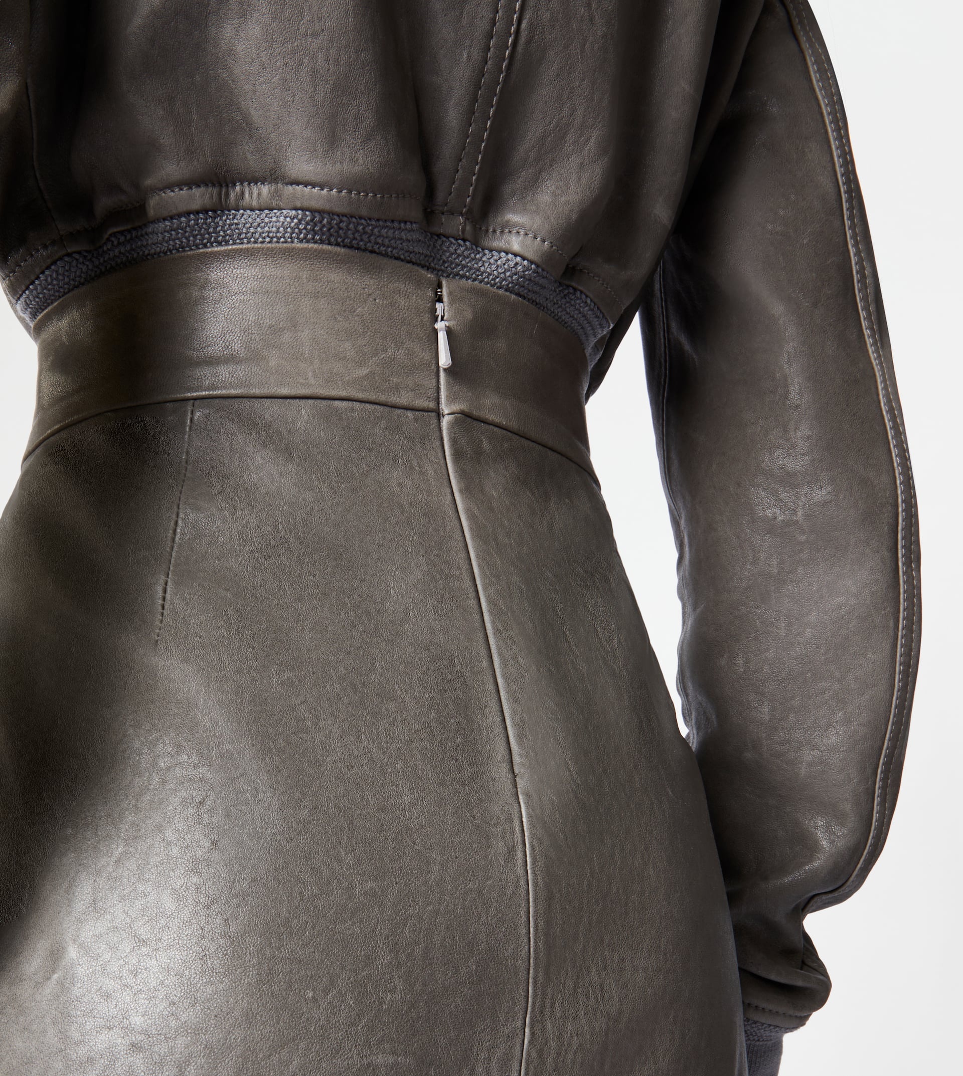 MINISKIRT IN LEATHER - GREY - 5