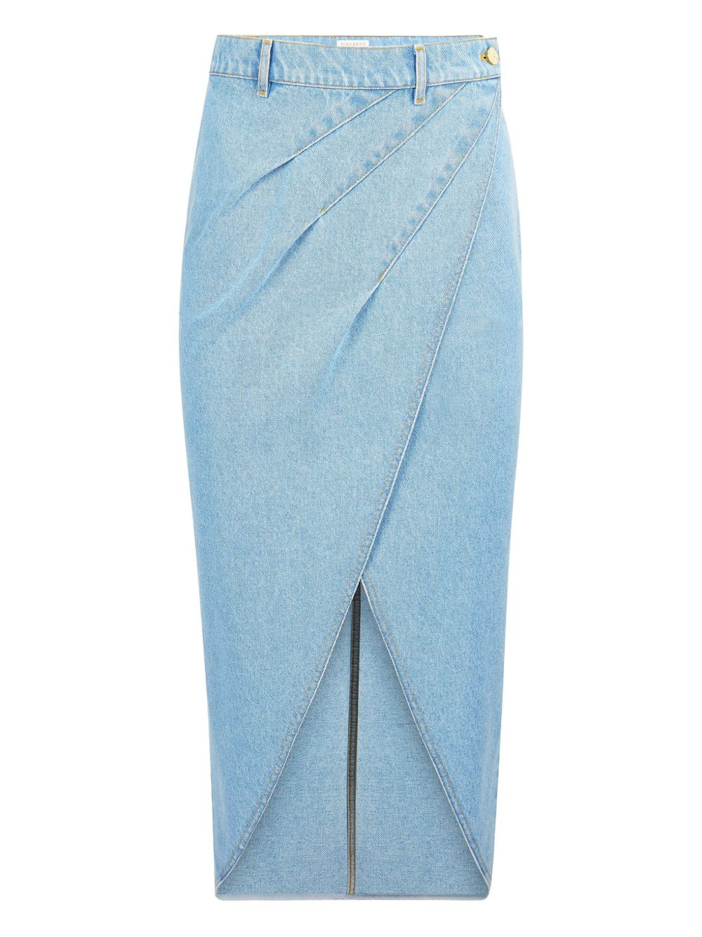 draped denim midi skirt - 1