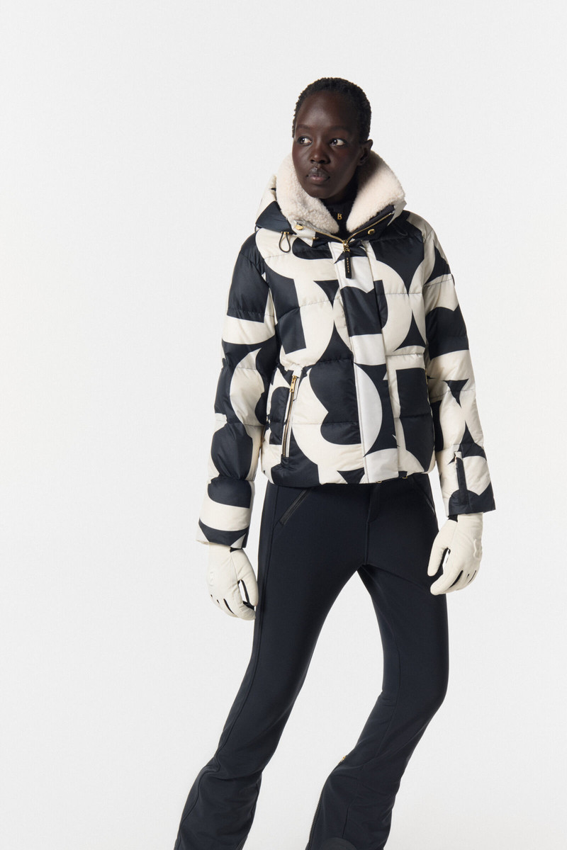 Maja down ski jacket in Black/Off-White 10