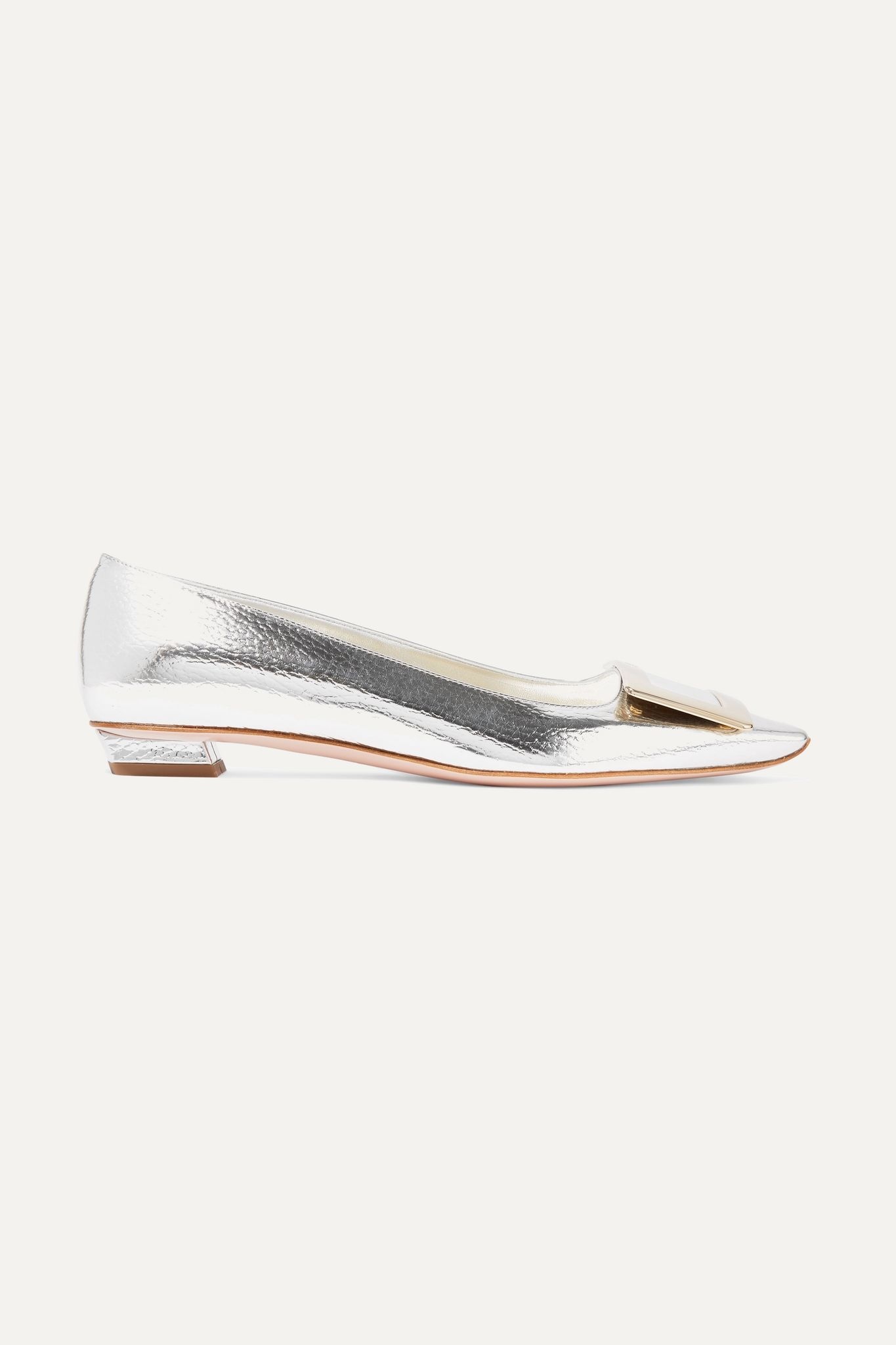 Belle Vivier Graphic metallic textured-leather flats - 1