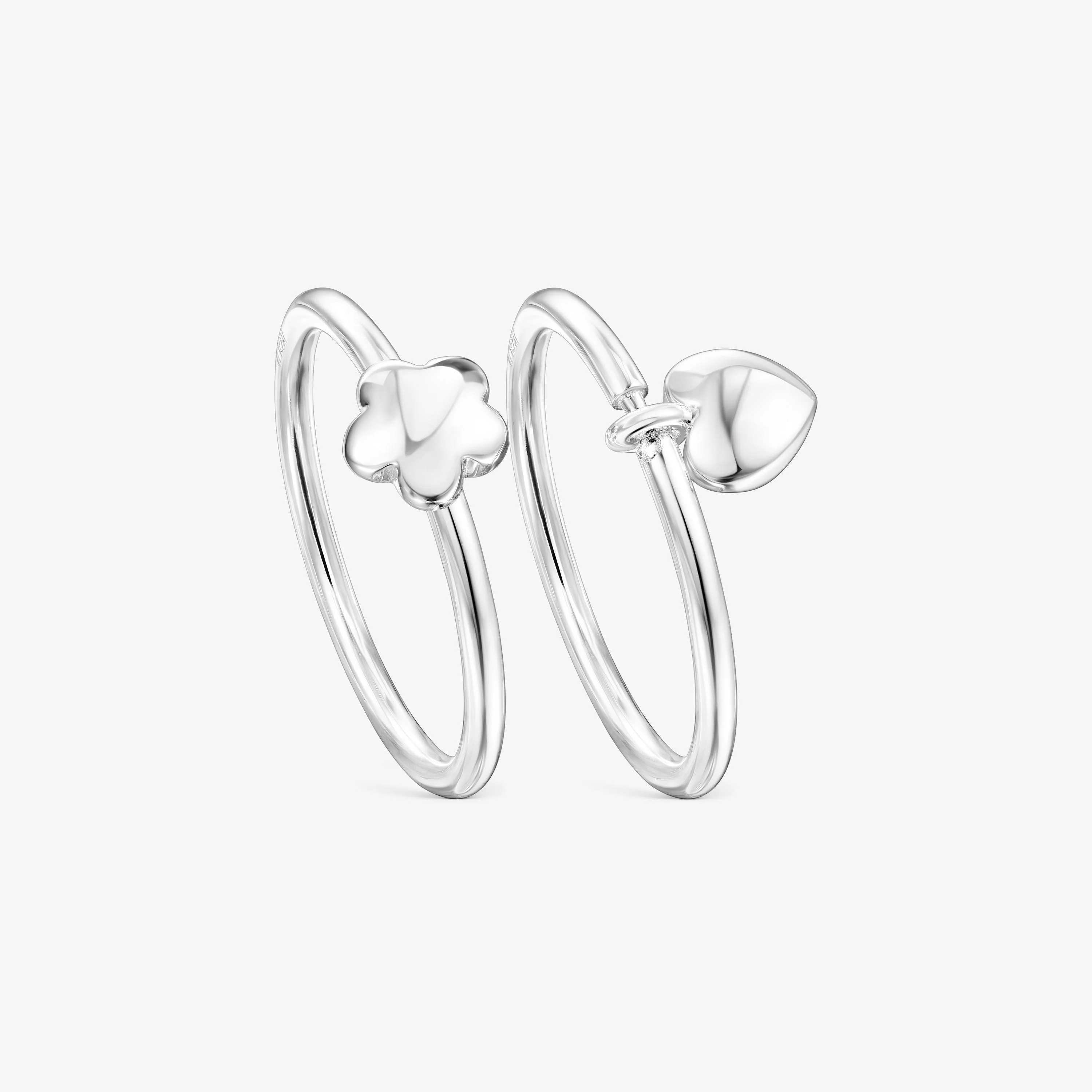 Silver TOUS Mini Icons flower-heart motifs Rings set - 1