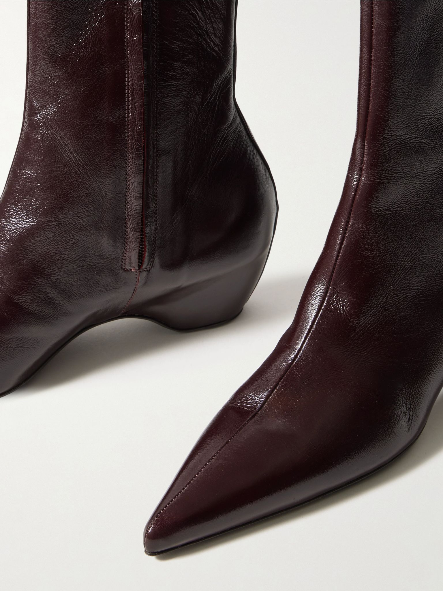 Sybil glossed-leather ankle boots Merlot - 4