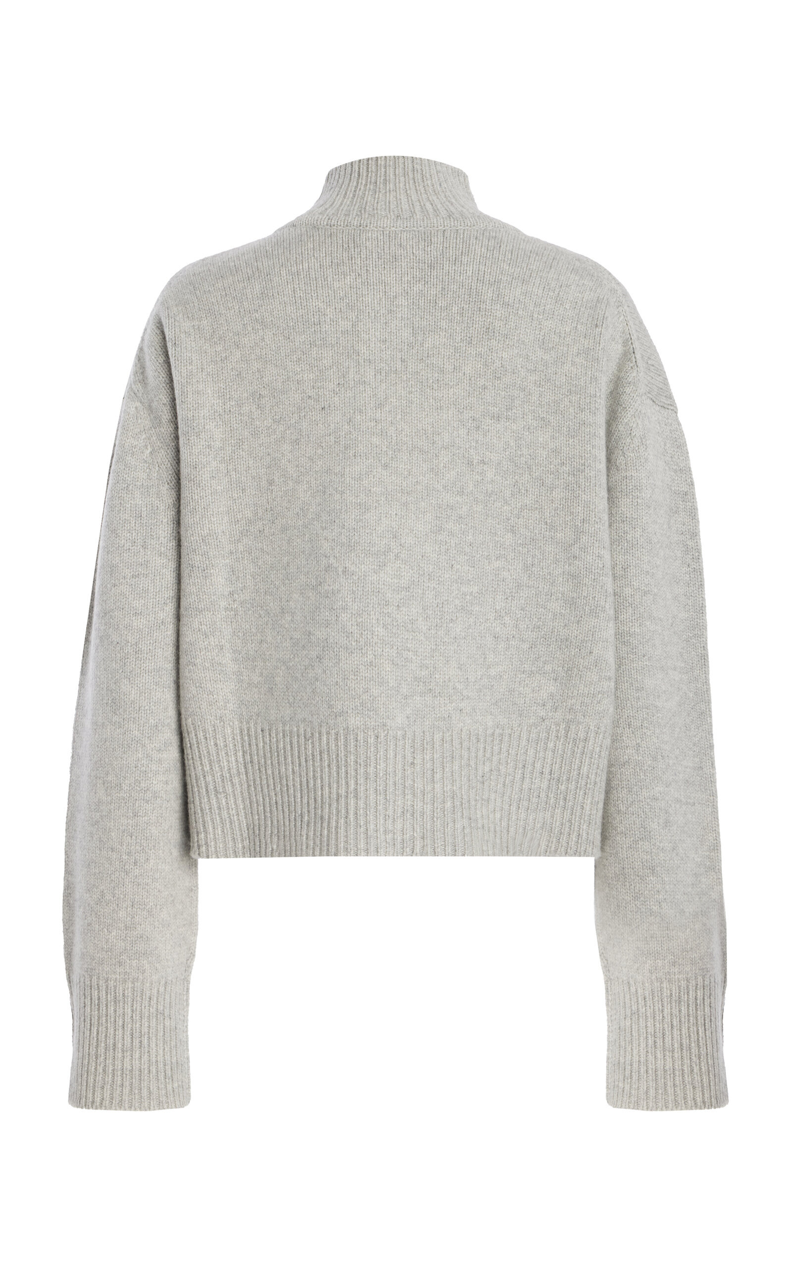 The Rowe Cropped Cashmere Henley Sweater grey - 5