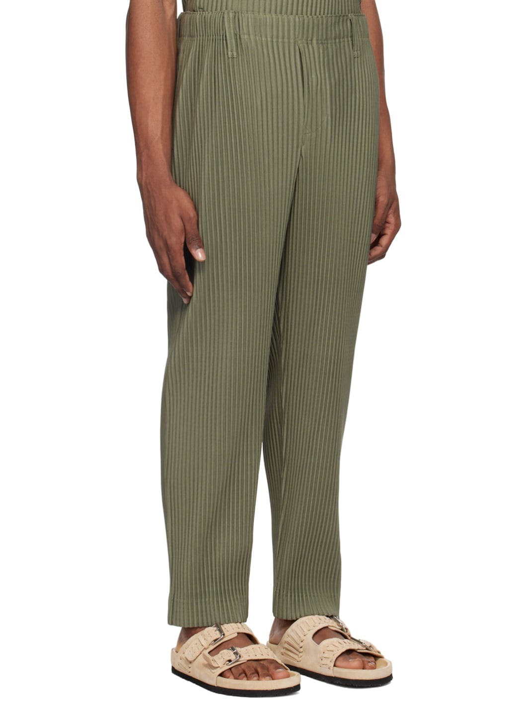 Green Color Pleats Trousers - 2