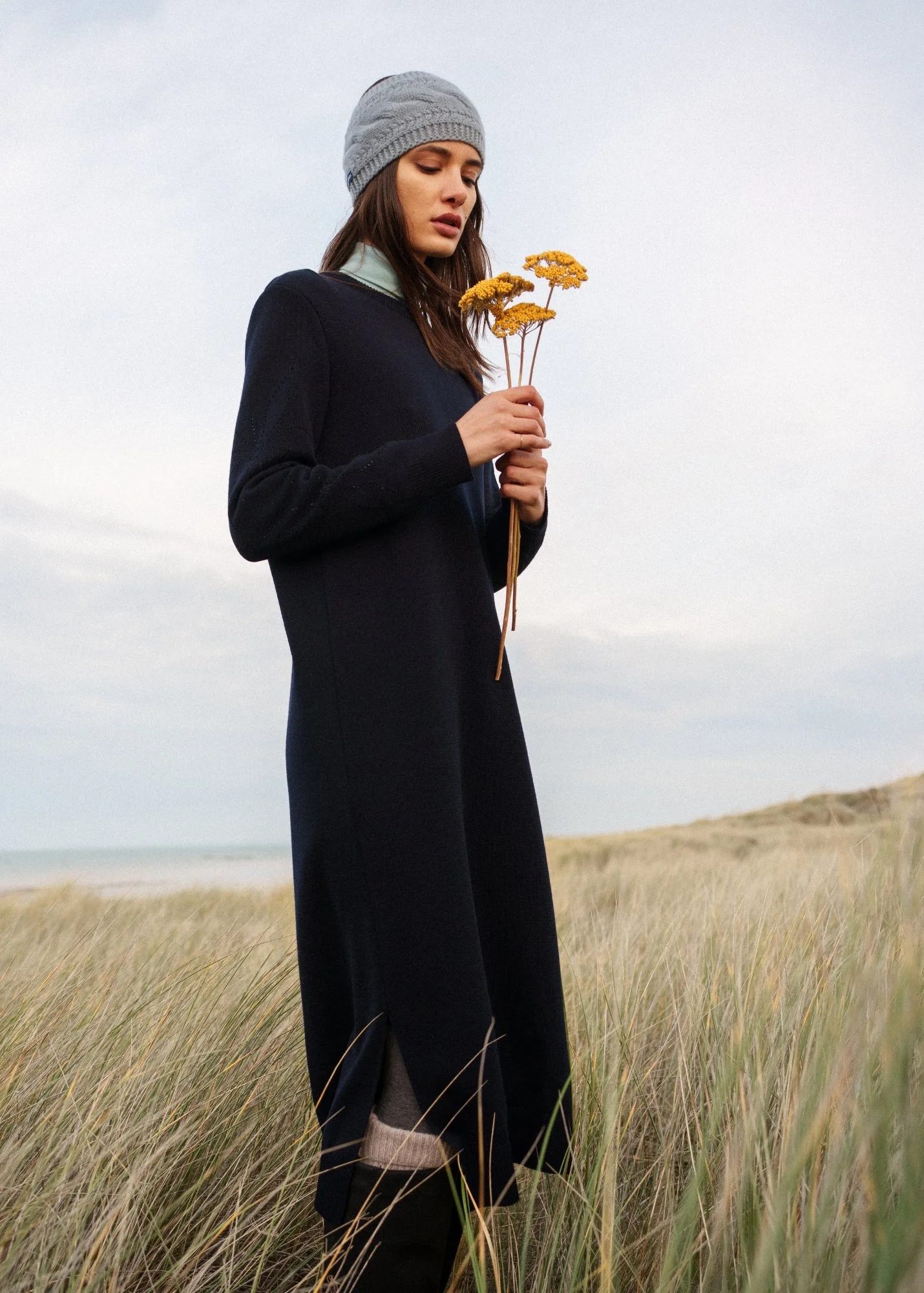 ASCOU Pointelle Sleeve Sweater Dress - 1
