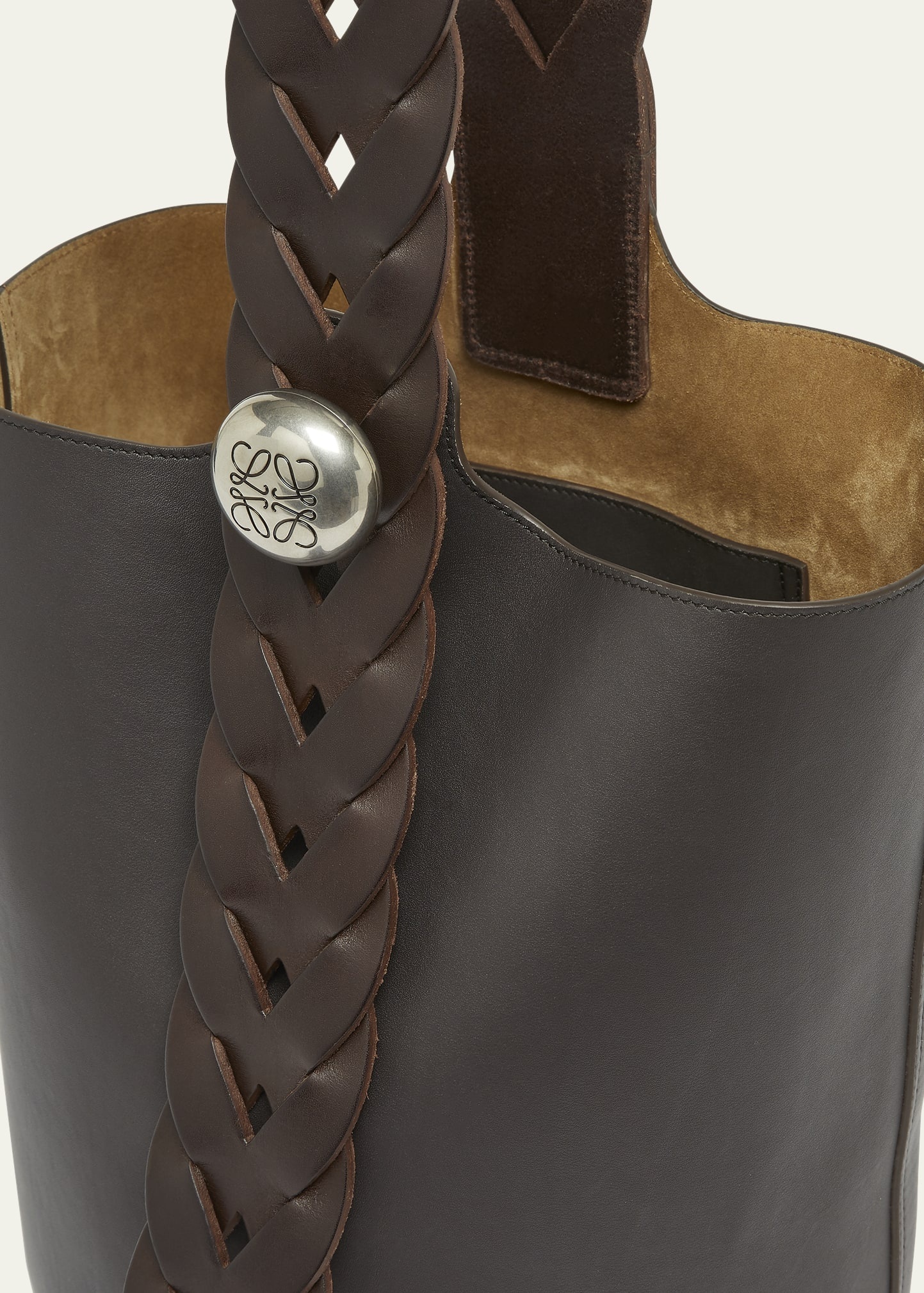 Men's Pebble Woven Leather Bucket Bag - 4