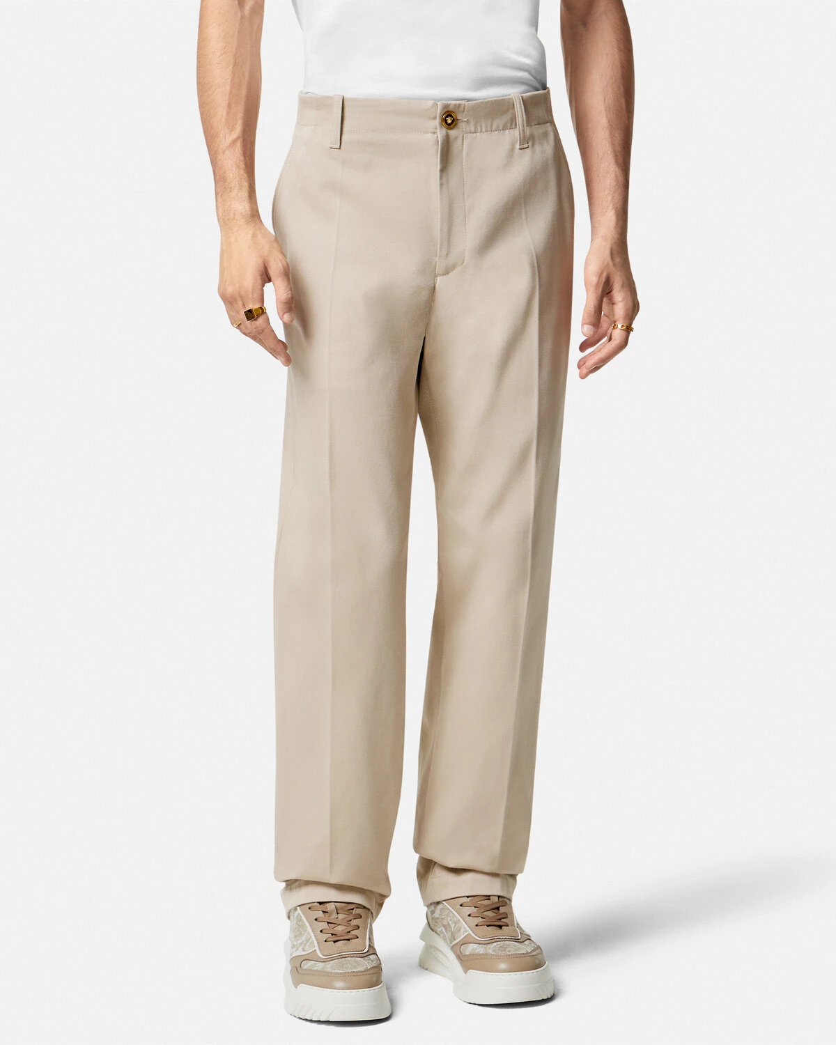 Embroidered Logo Gabardine Pants - 4