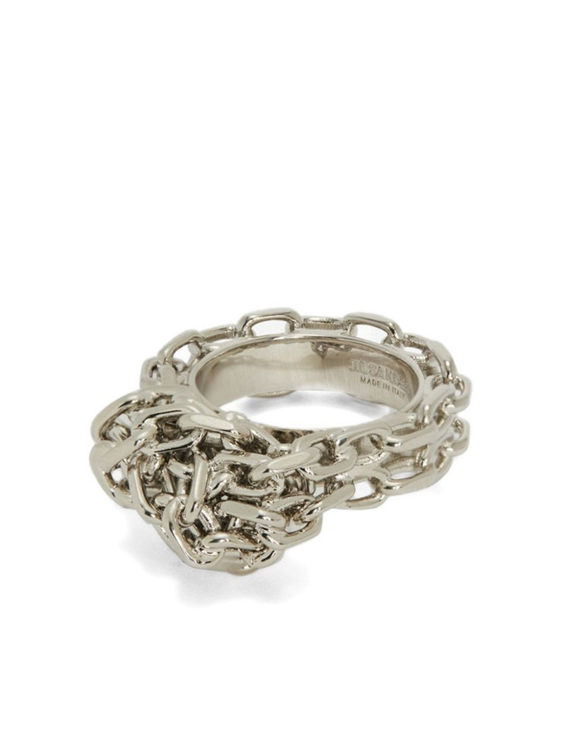engraved-logo knotted-chain-detail ring 1