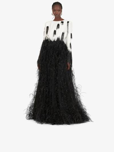 Givenchy Two tone embroidered dress in pearls, lurex and feather outlook