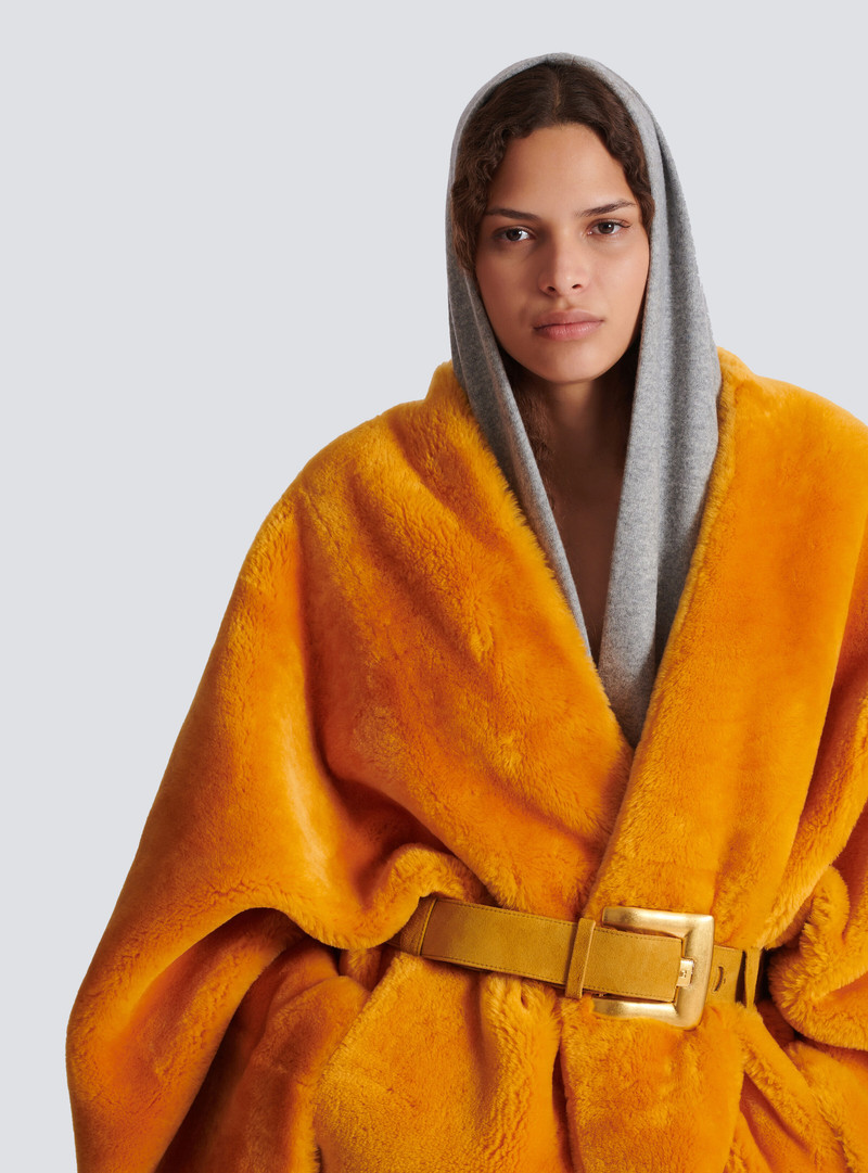 Belted shearling coat 7