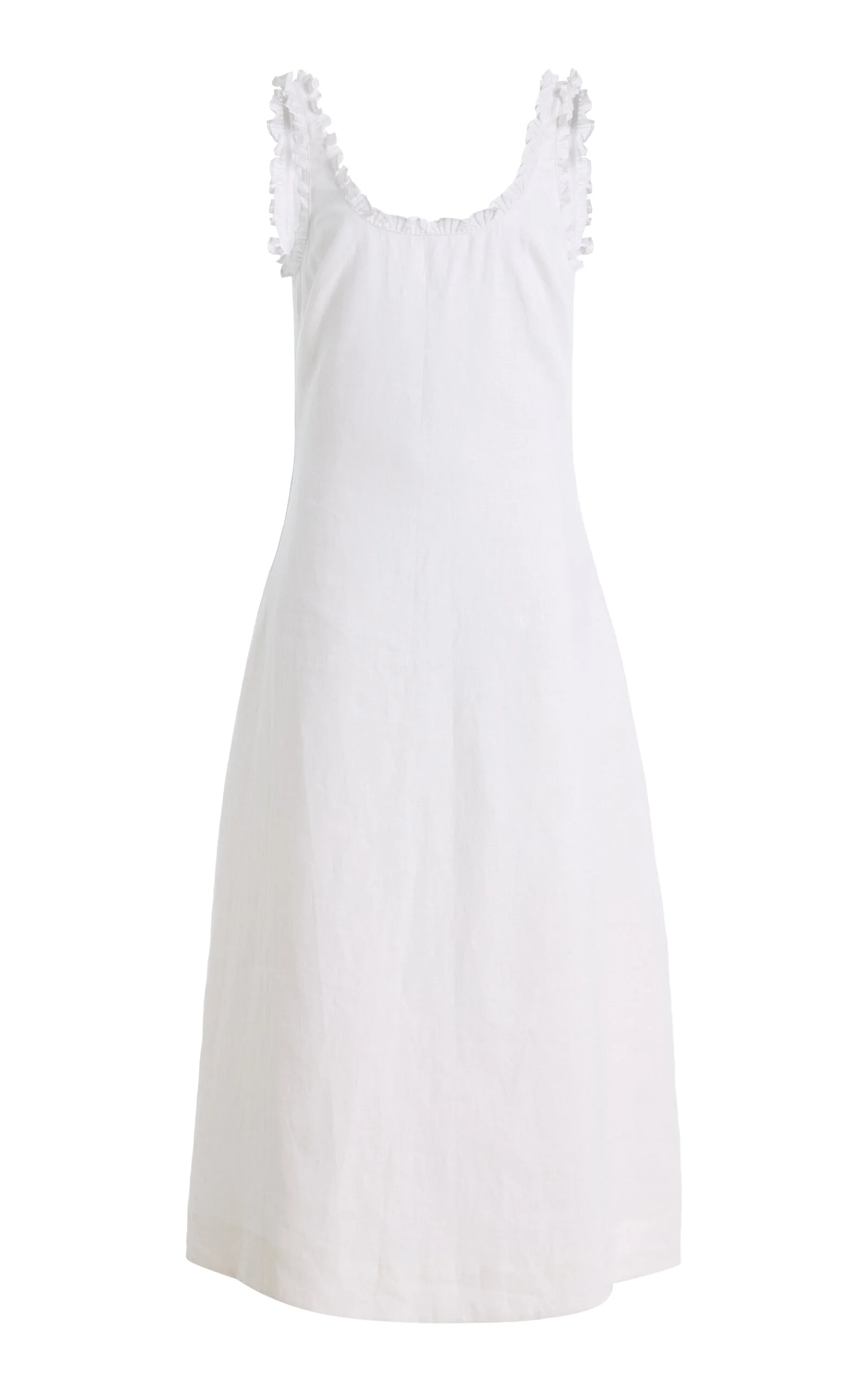 Florence Ruffled Linen Midi Dress ivory - 1