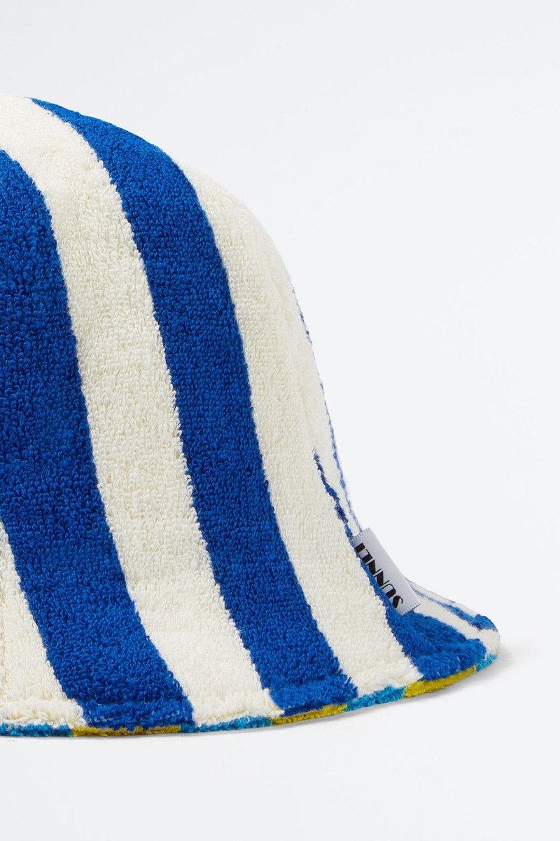 YELLOW & AZURE STRIPED COTTON HAT 1