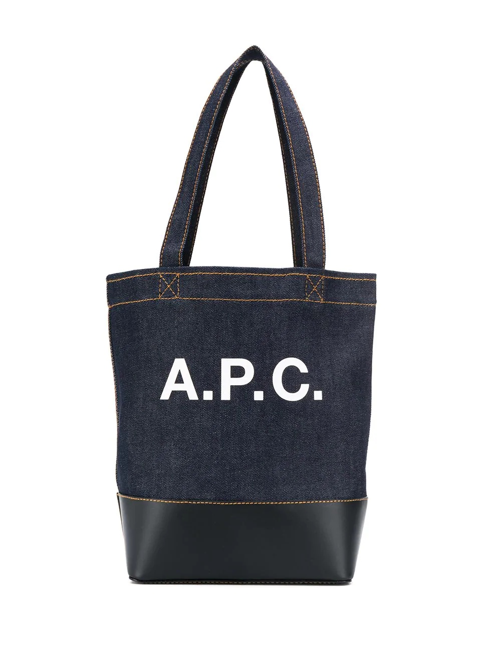 logo print denim tote - 1