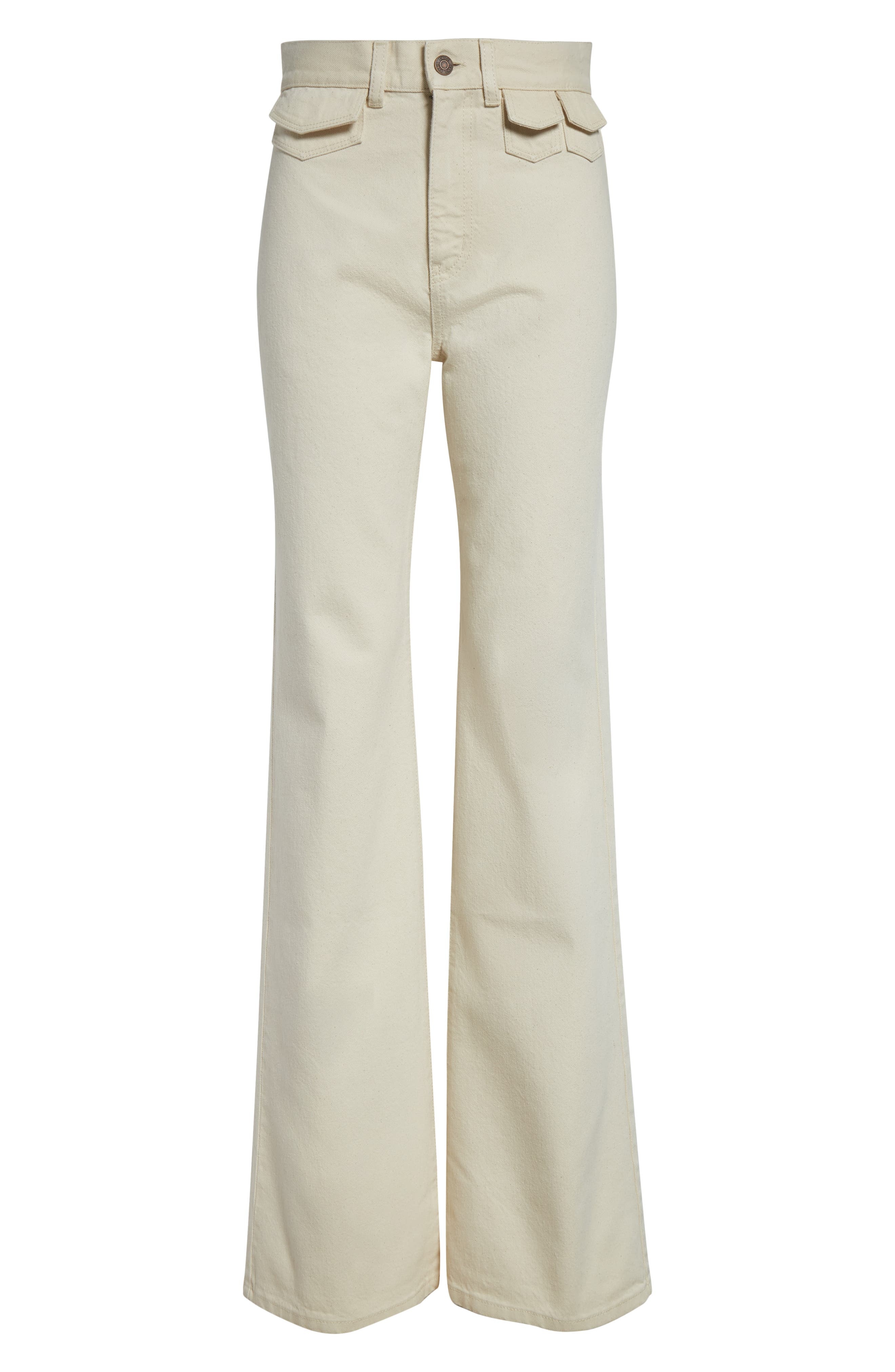 Chloé Pineapple Charm High Waist Twill Pants in Eden White at Nordstrom - 6