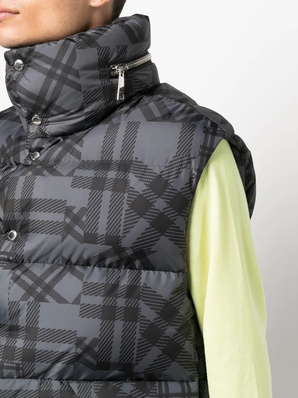 check-pattern padded gilet - 5