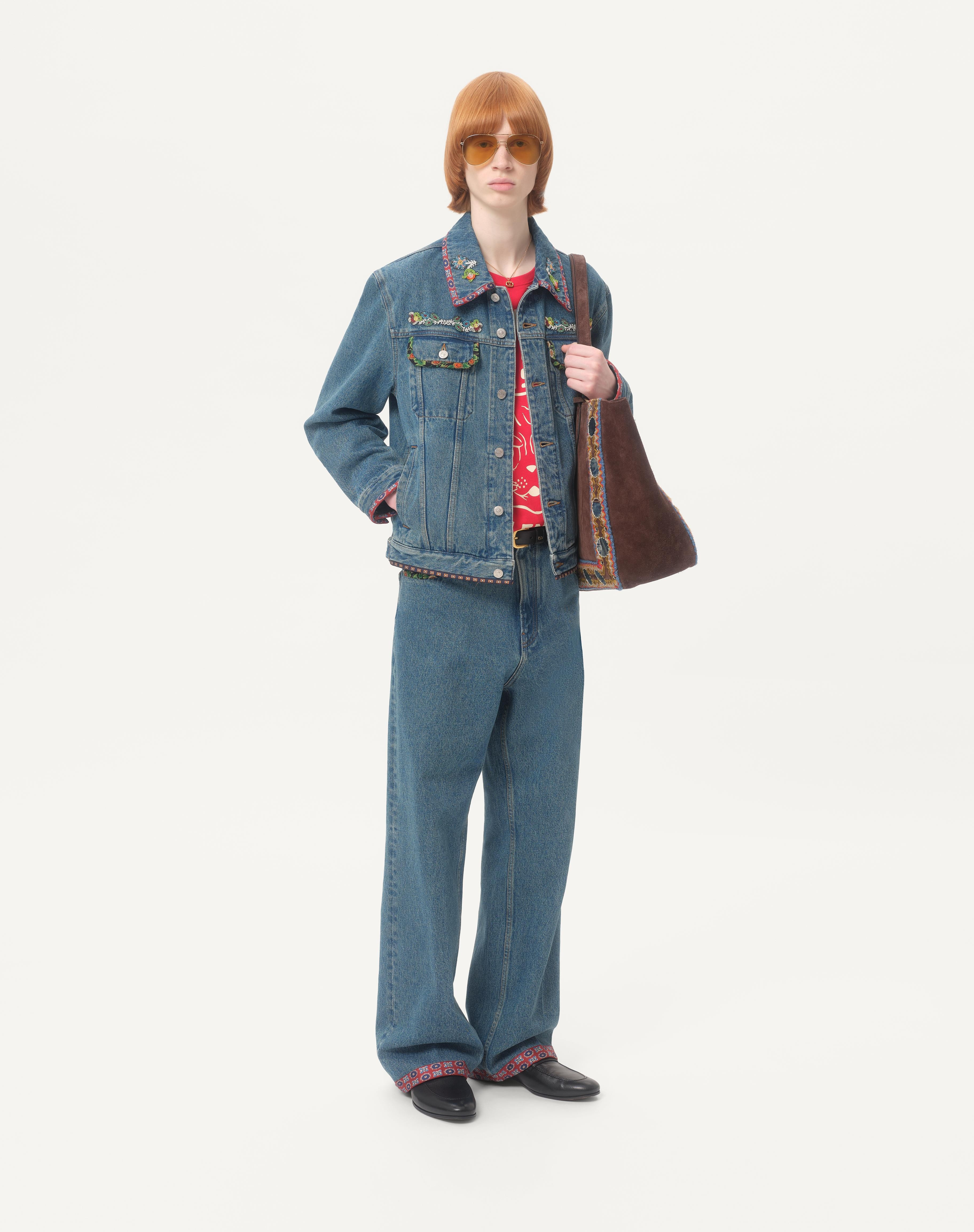 DENIM JACKET WITH BEADED EMBROIDERY AND PRINTED EDGES - 2