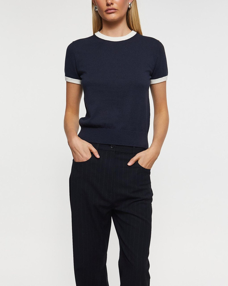 Vince T-Shirt Ringer Sweater Tee Blue/White outlook