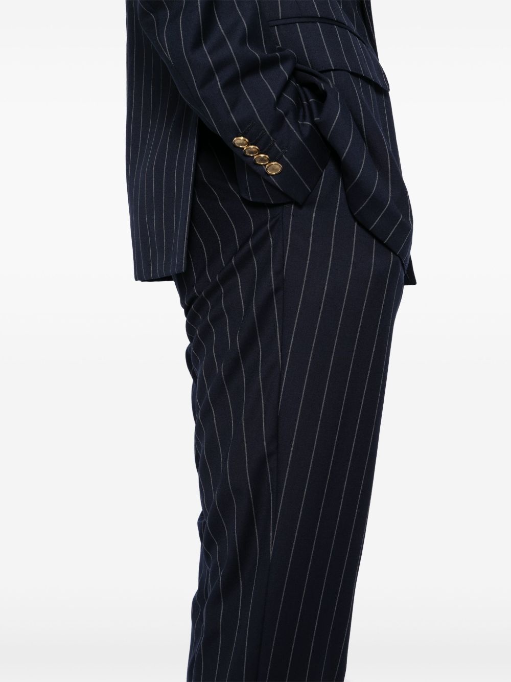 brooch-detail double breasted suit - 5