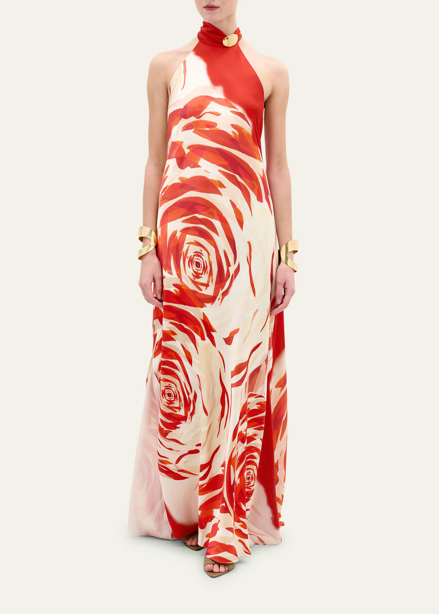 Sherry Abstract Halter Silk Maxi Dress - 2