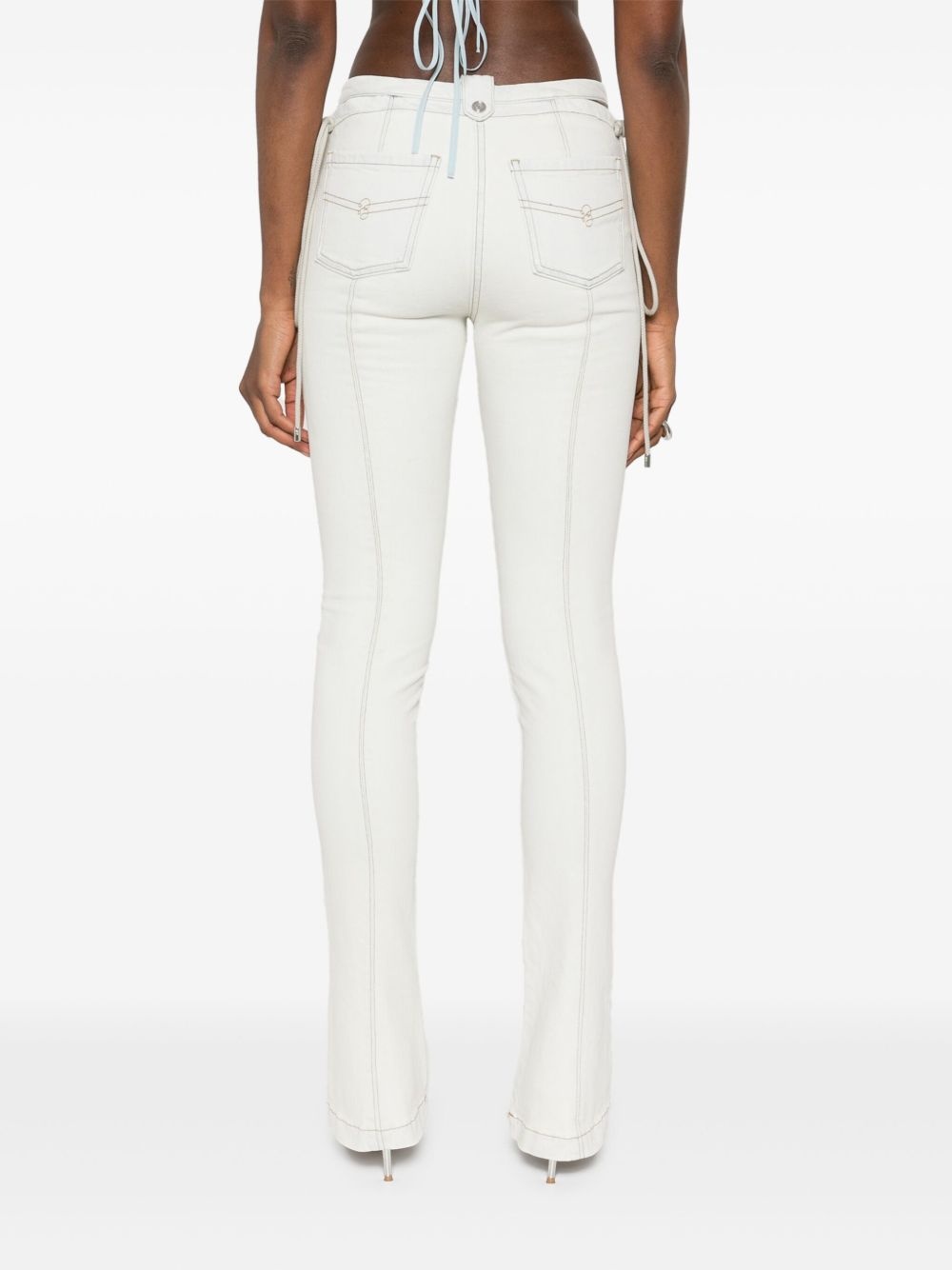 lace-up jeans - 4