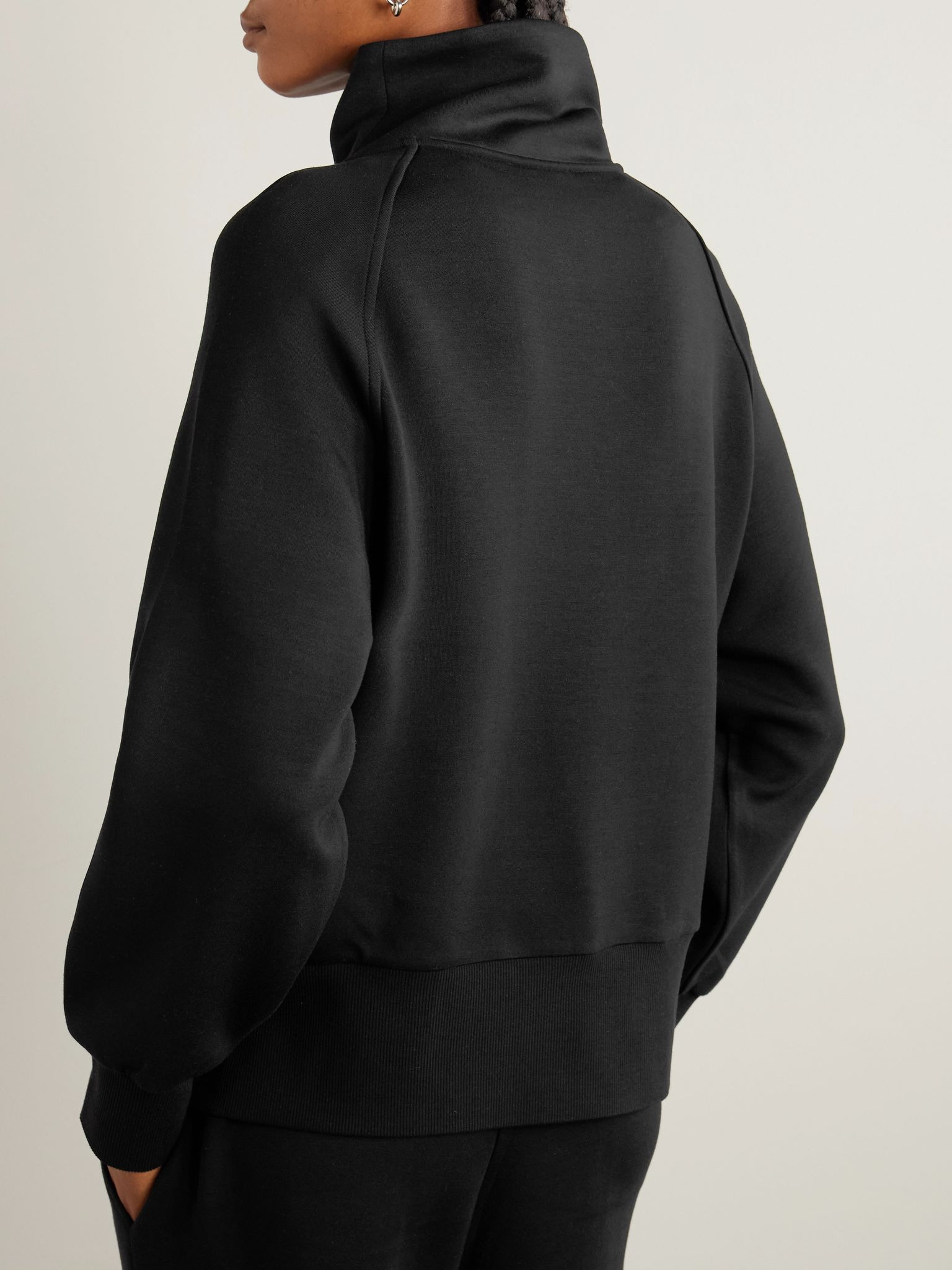 Roxbury satin-trimmed DoubleSoft® zip-up sweatshirt Black - 4