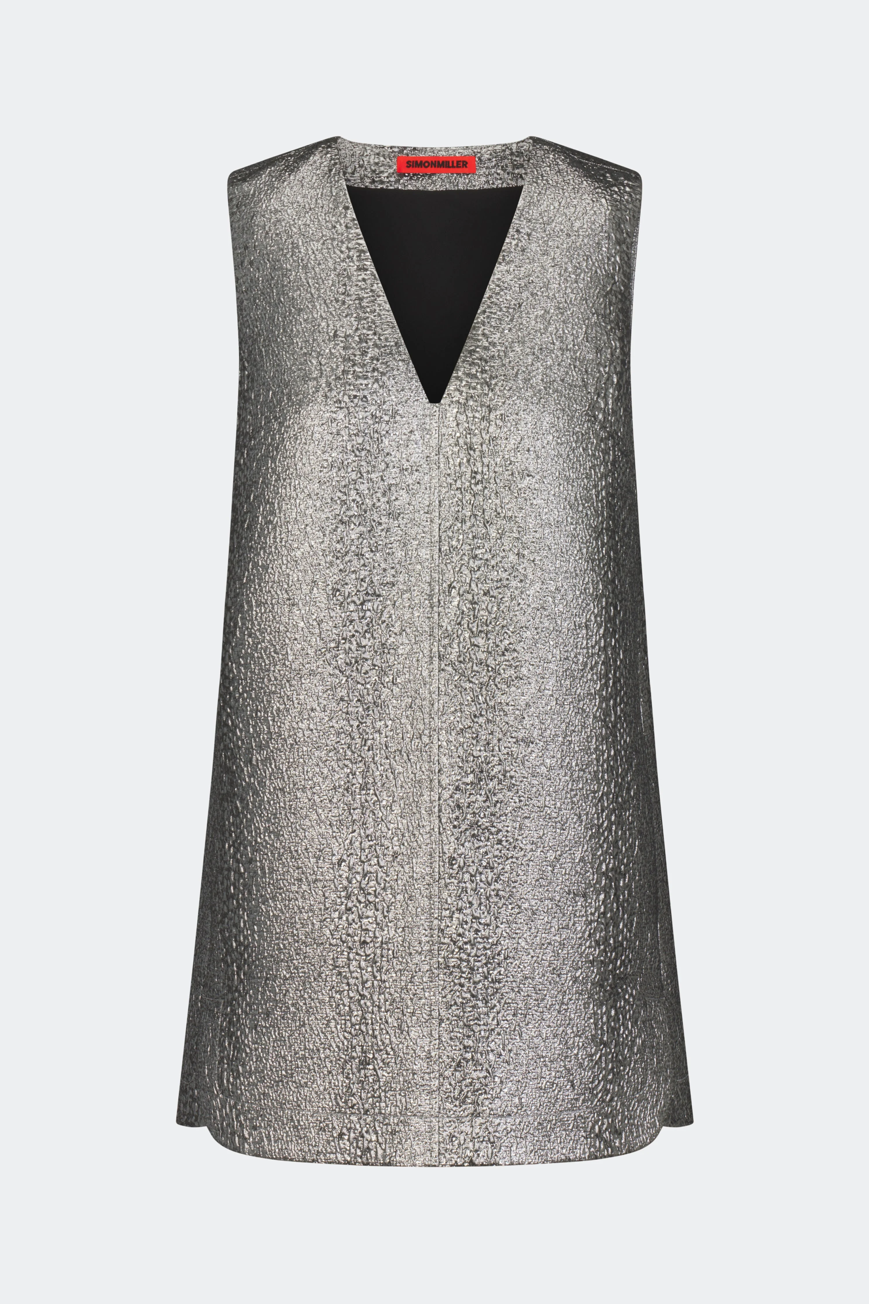 Fountain Metallic Mini Dress In Pewter - 1