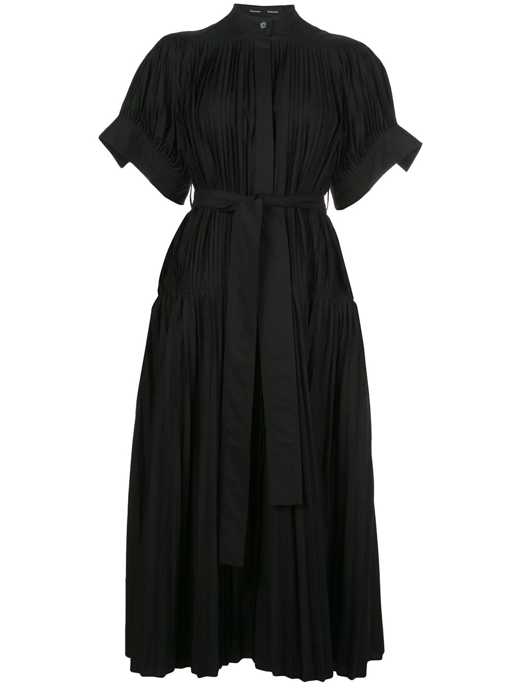 pleated belted evening dress - 1