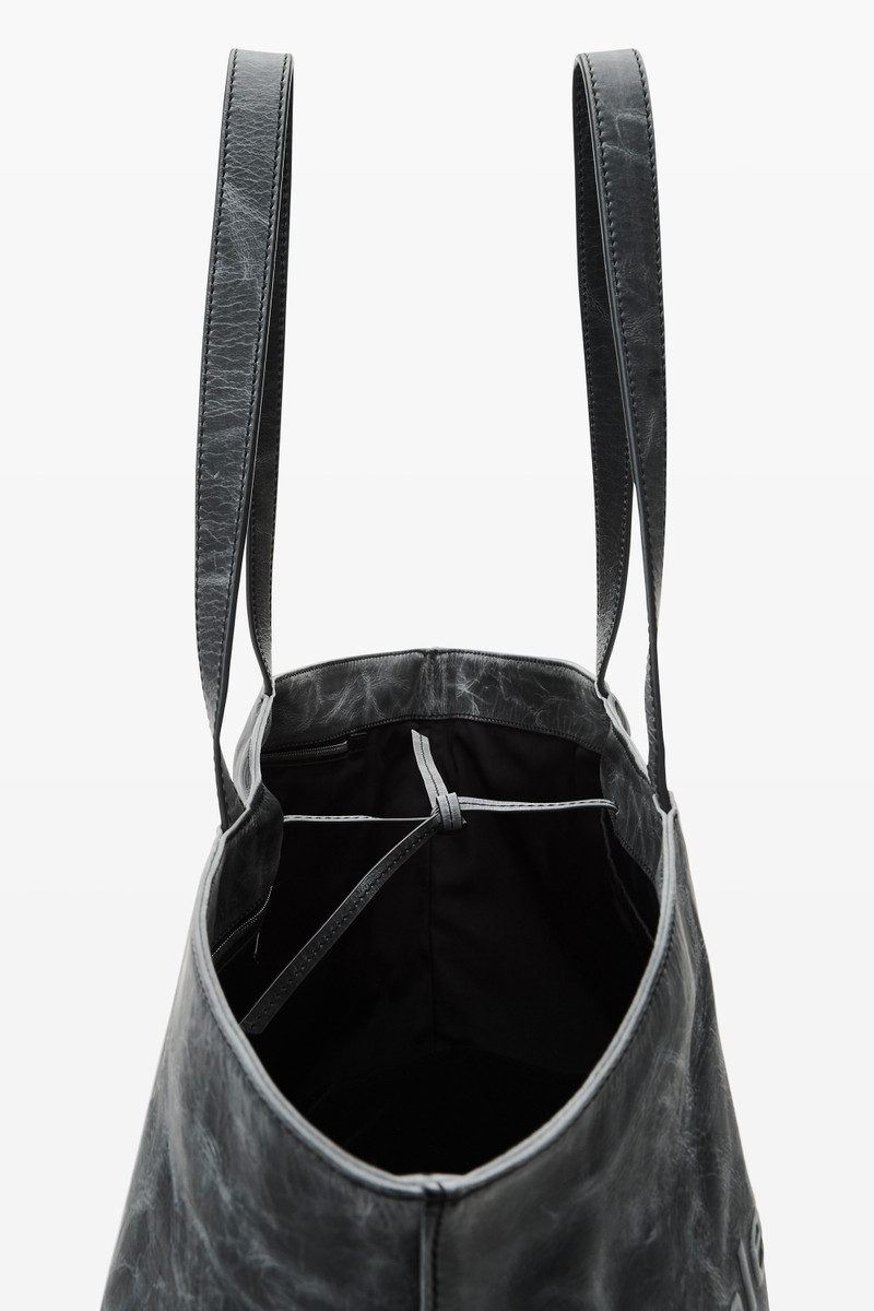 Alexander Wang Distressed Grey Leather Punch Tote outlook