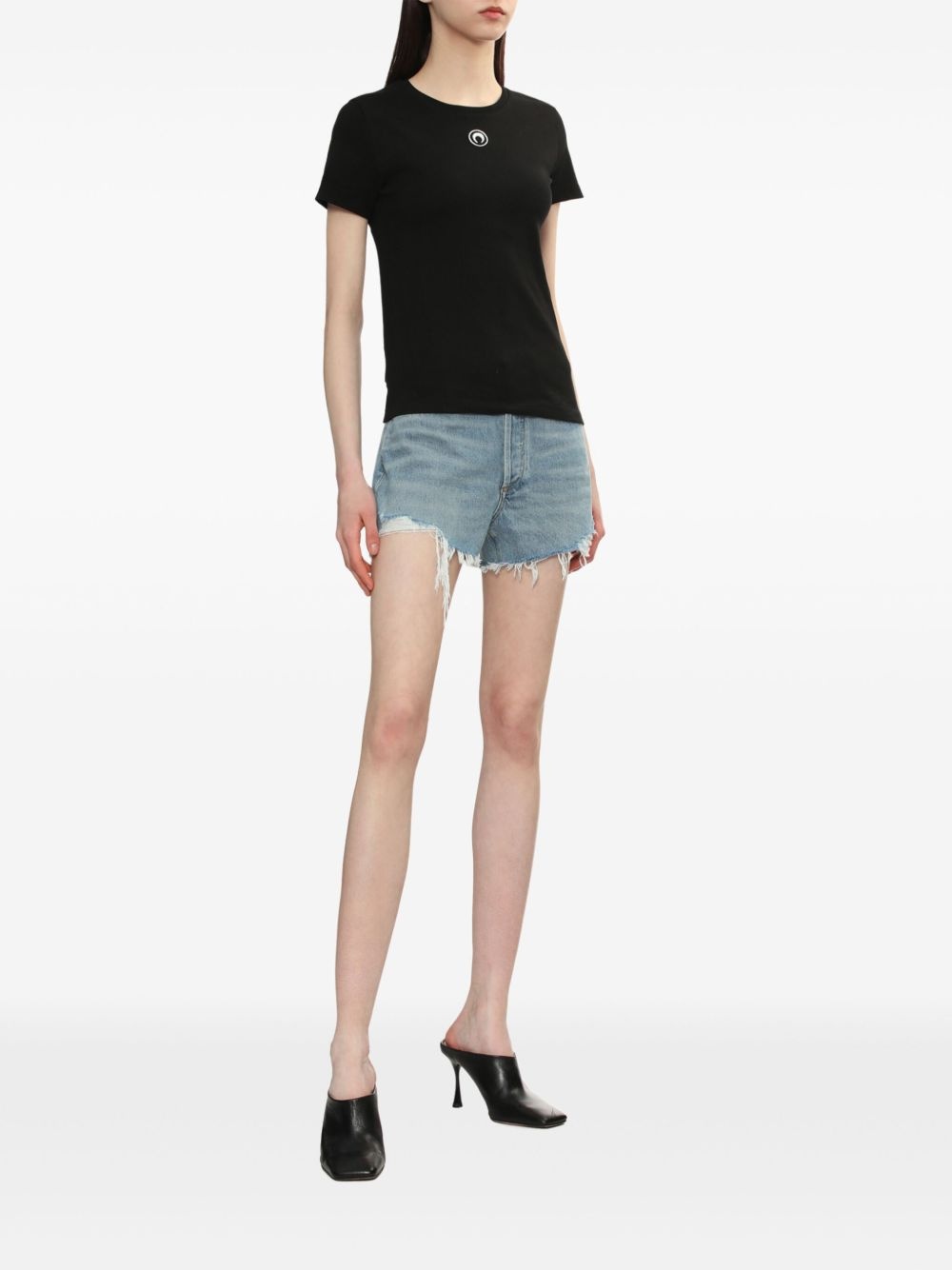 ripped denim shorts - 2
