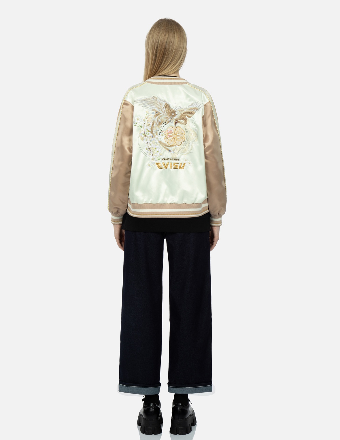 PEACOCK EMBROIDERY AND BROCADE KAMON APPLIQUÉ SOUVENIR JACKET - 5