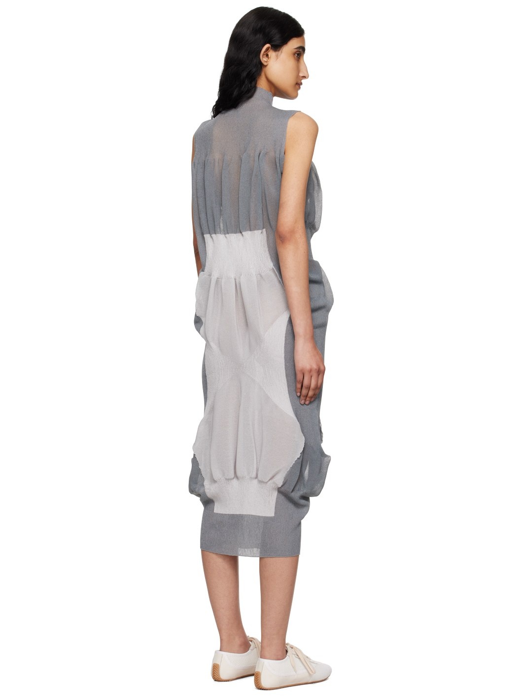 Gray Shaped Nude Midi Dress - 3
