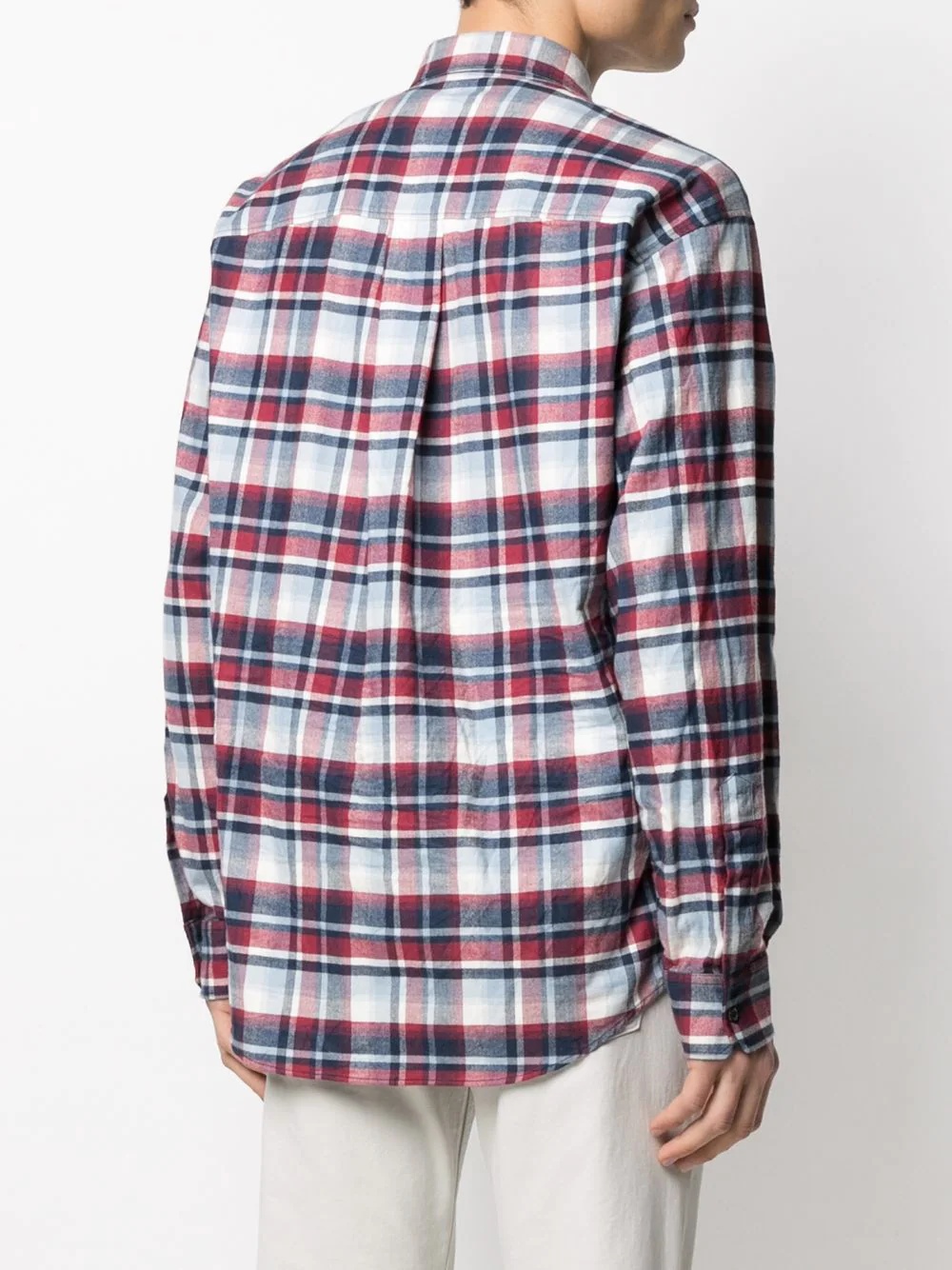 logo-print flannel shirt - 4