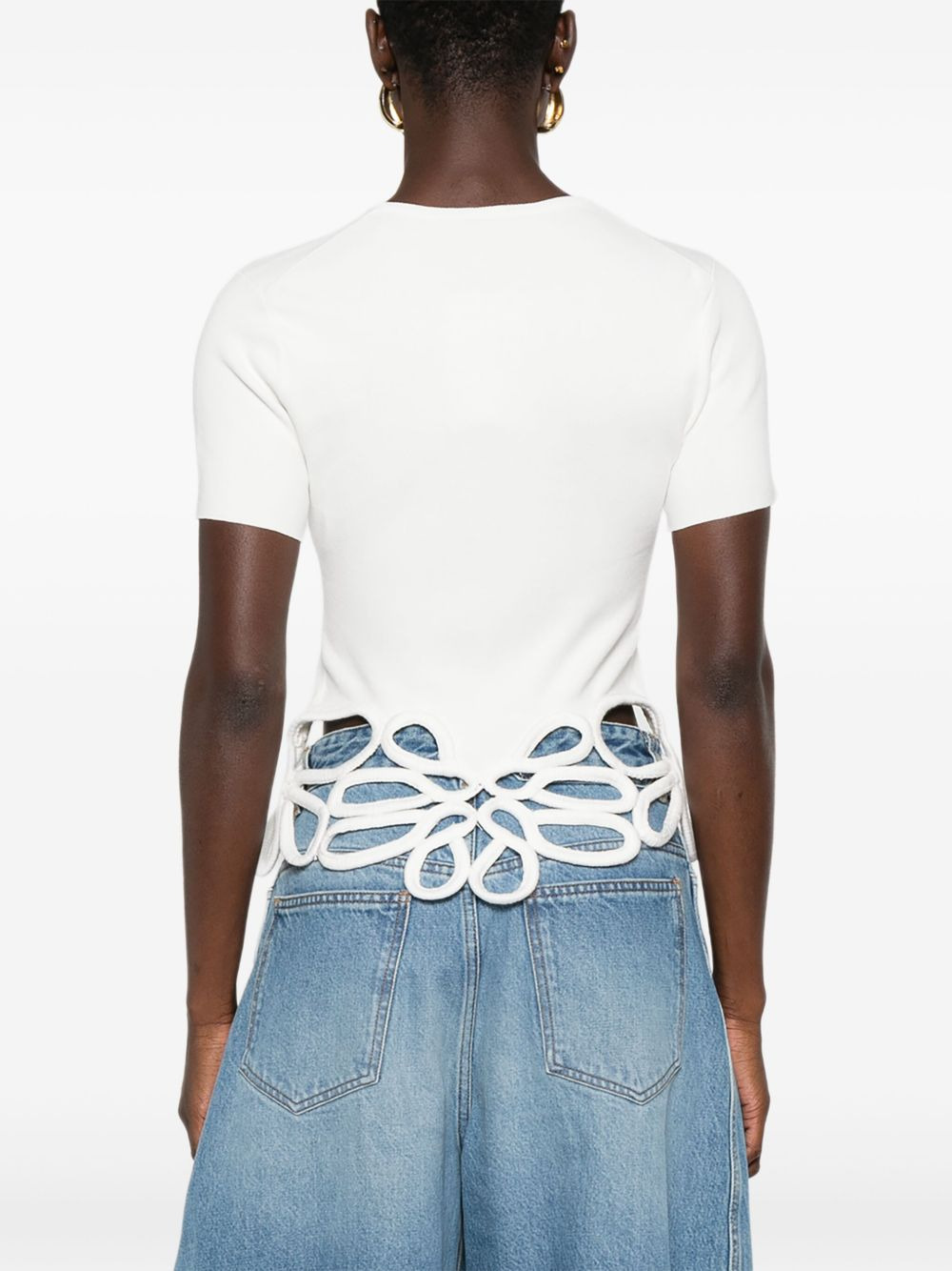 floral-lace T-shirt - 4
