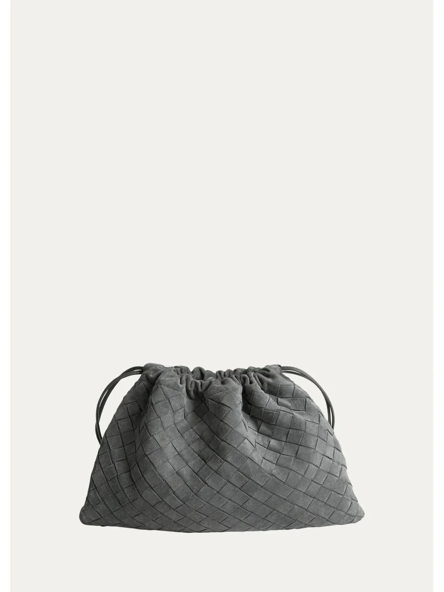 Suede Drawstring Pouch Clutch Bag - 1