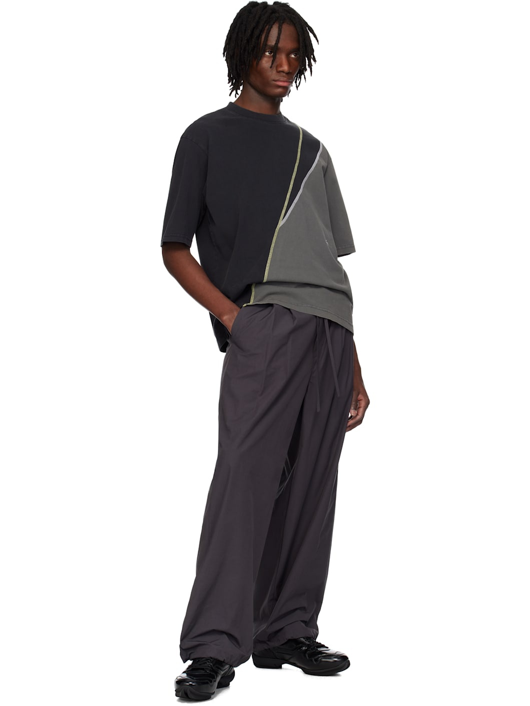 Gray Spliced T-shirt - 4