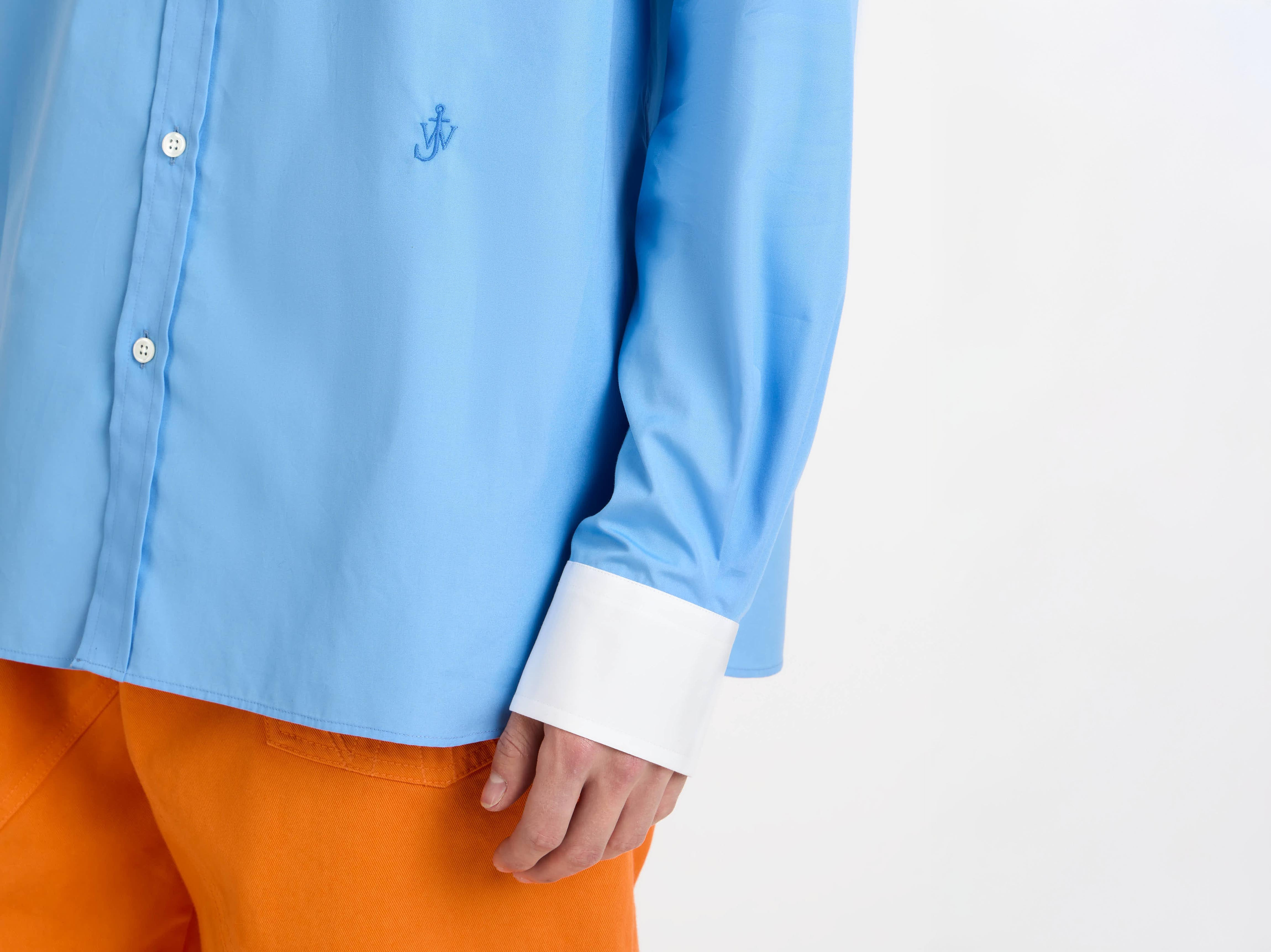 CONTRAST COLLAR DRESS SHIRT IN CORNFLOWER BLUE - 8