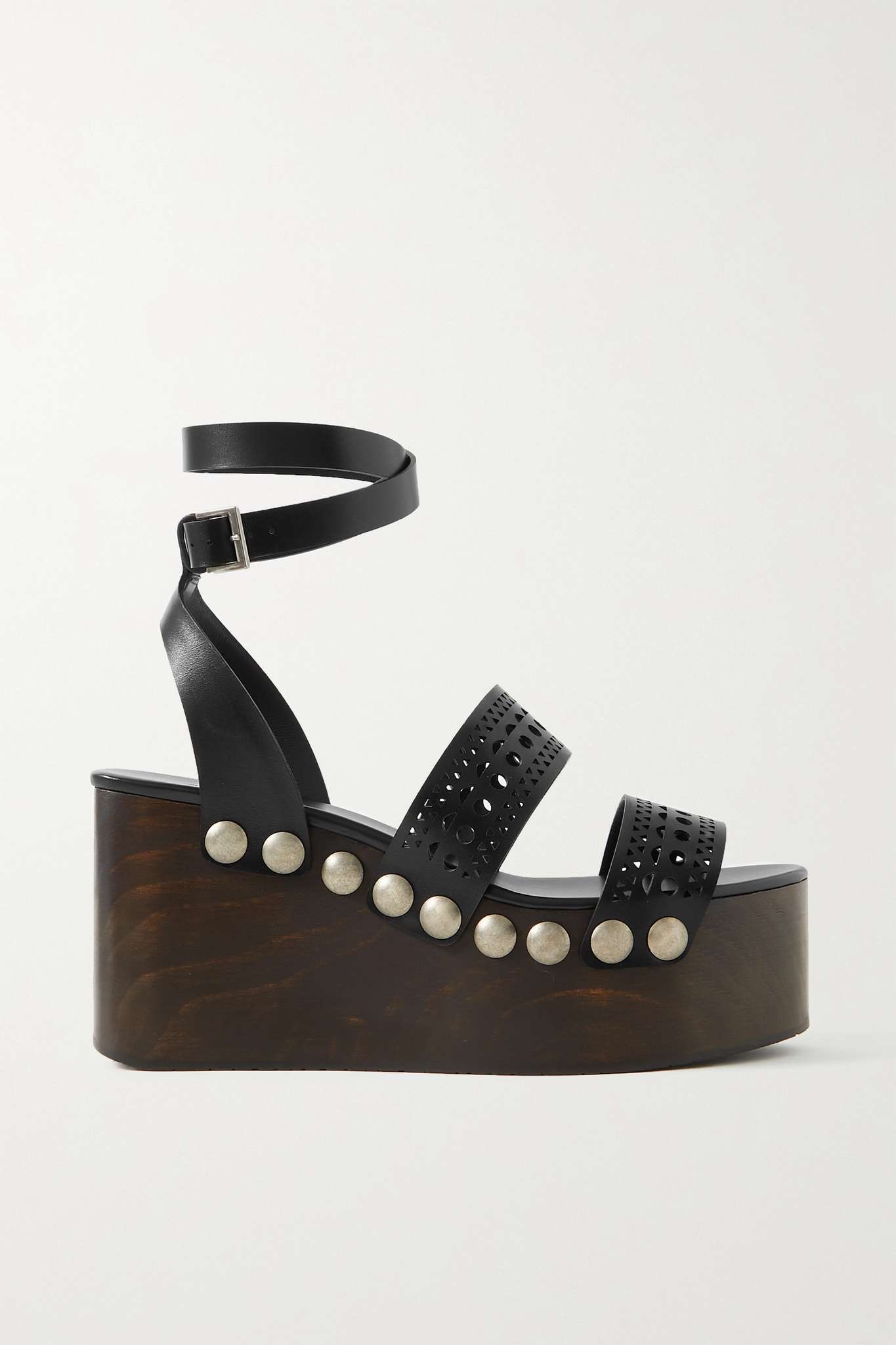 85 studded laser-cut leather platform sandals - 1