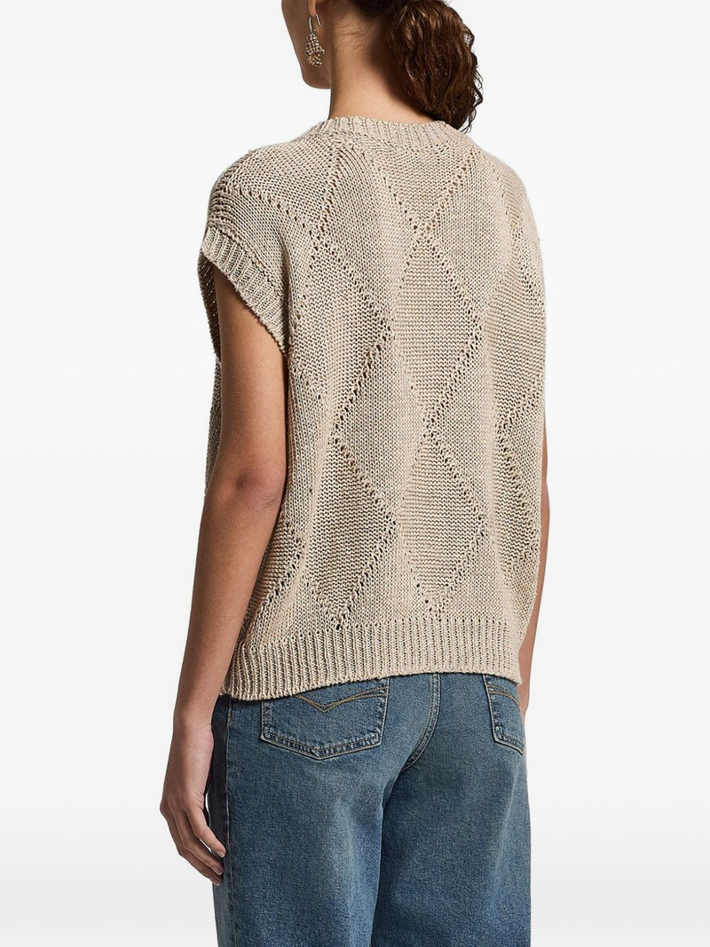 sequinned open-knit vest 3