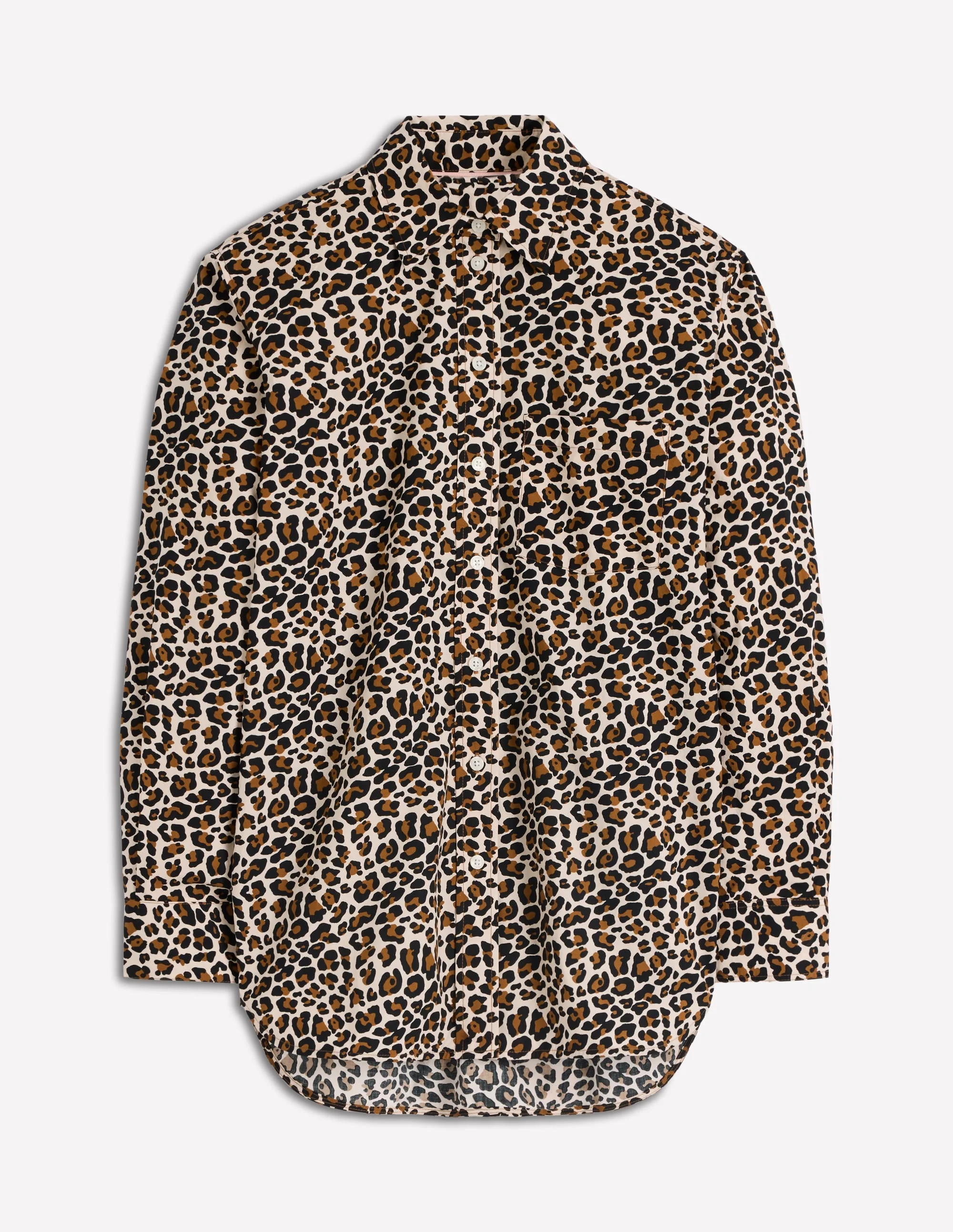 Sadie Relaxed Cotton Shirt-Soft Cream, Leopard Flow - 1