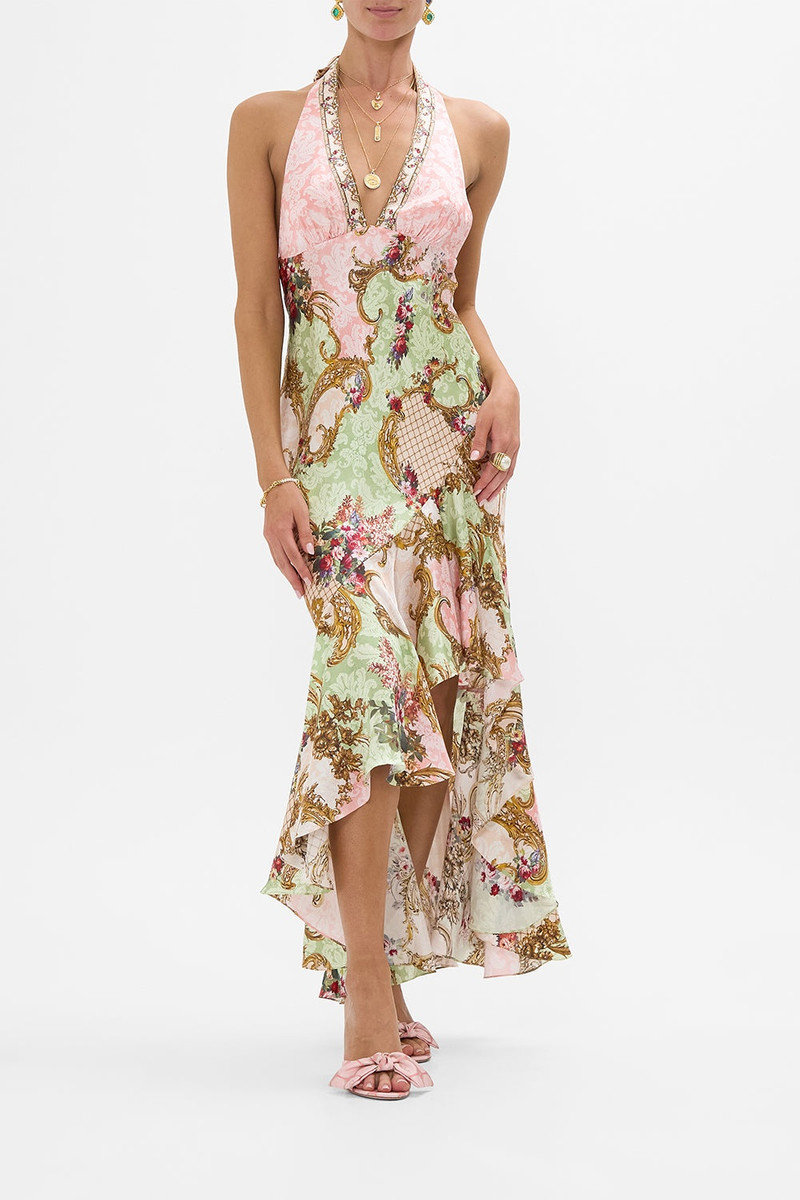 CAMILLA BIAS HALTER DRESS WITH RUFFLE HEM outlook