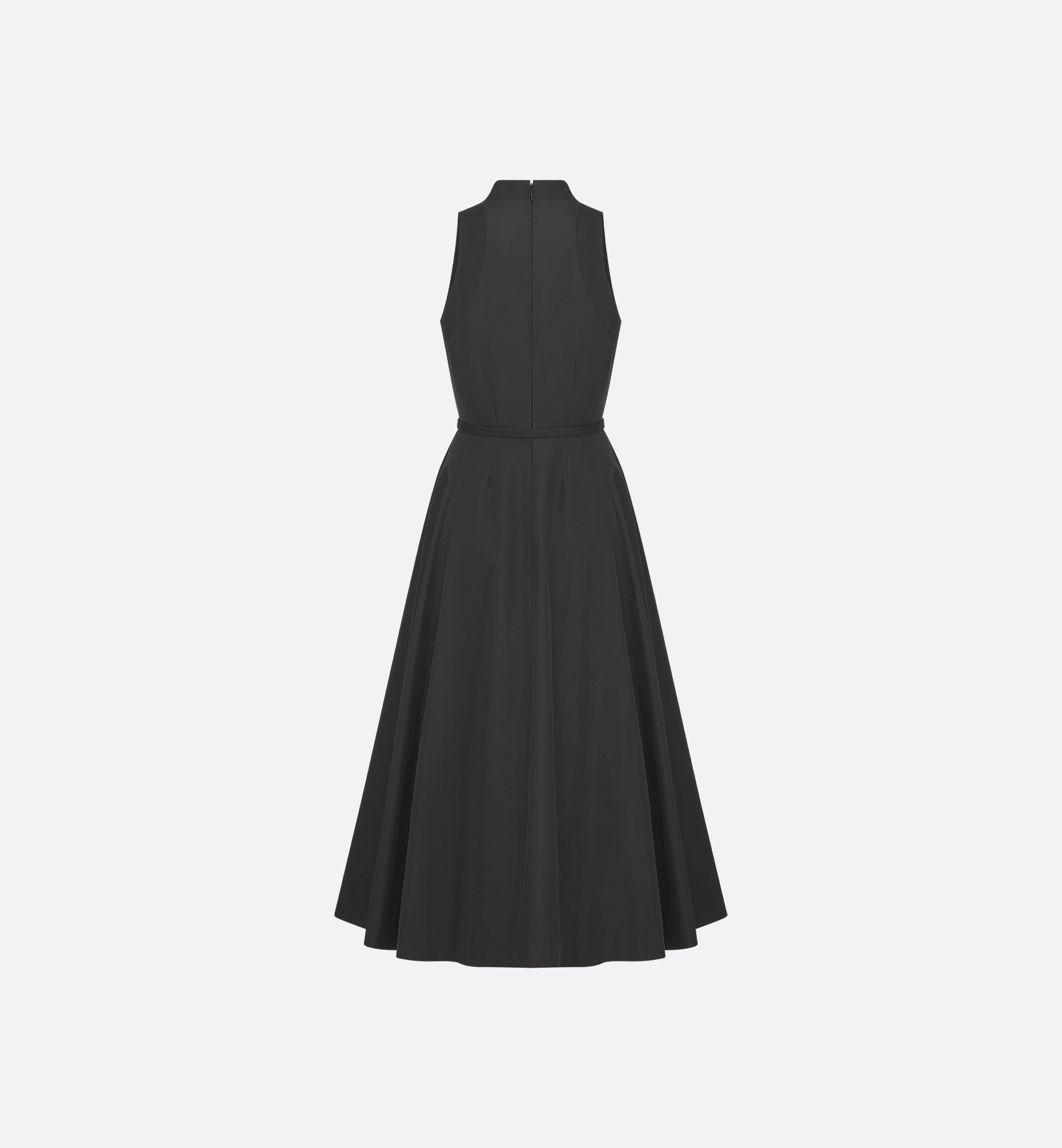 Mid-Length Flared Dress with Belt - 2